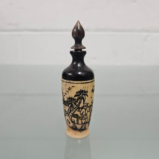 Old Chinese Hand Painted Bone & Horn Snuff Bottle