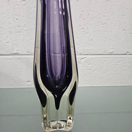 Tall Murano "Somerso" Amethyst & Clair Glass Vase