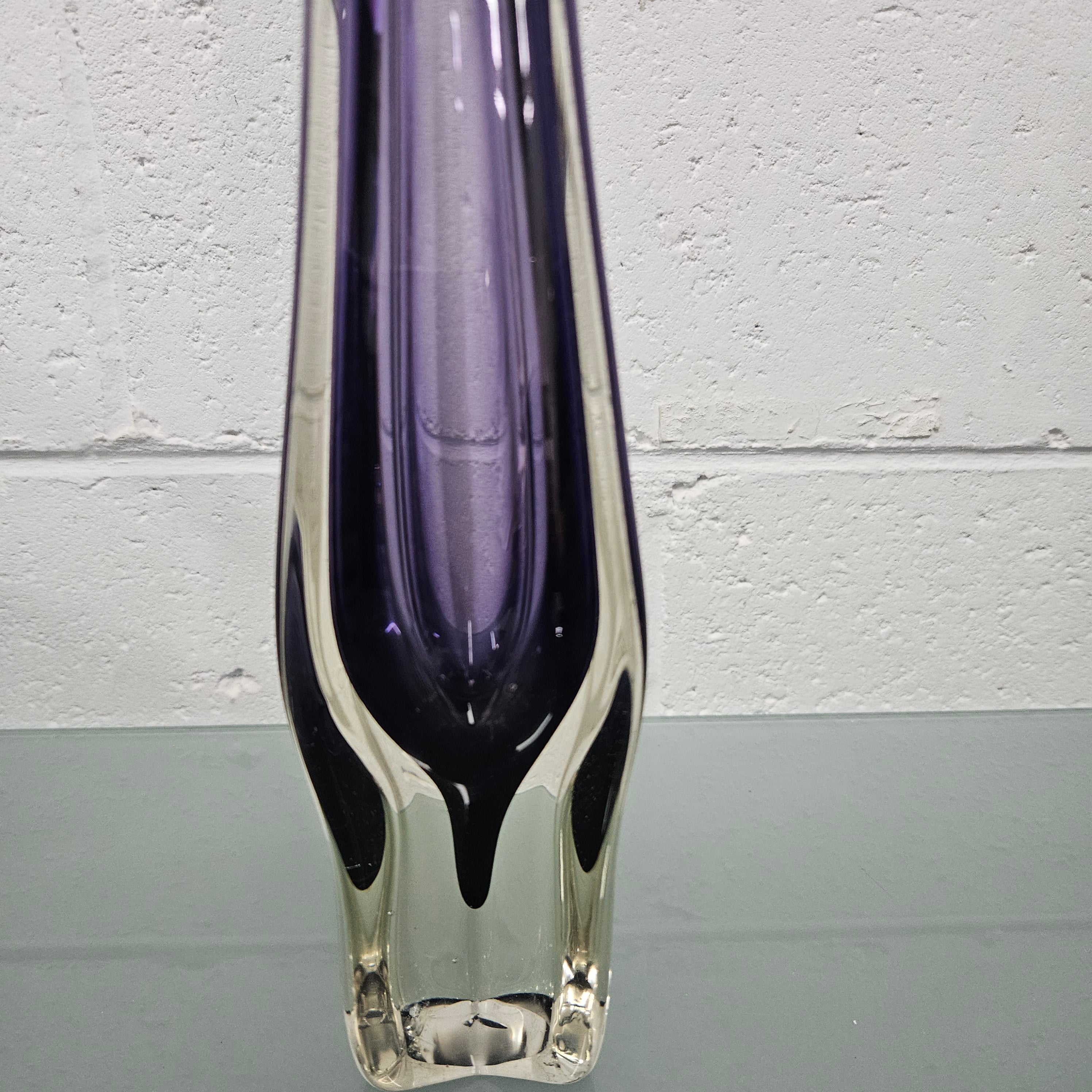 Tall Murano "Somerso" Amethyst & Clair Glass Vase | Antique & Vintage | Moonee Ponds Antiques | Australia Wide
