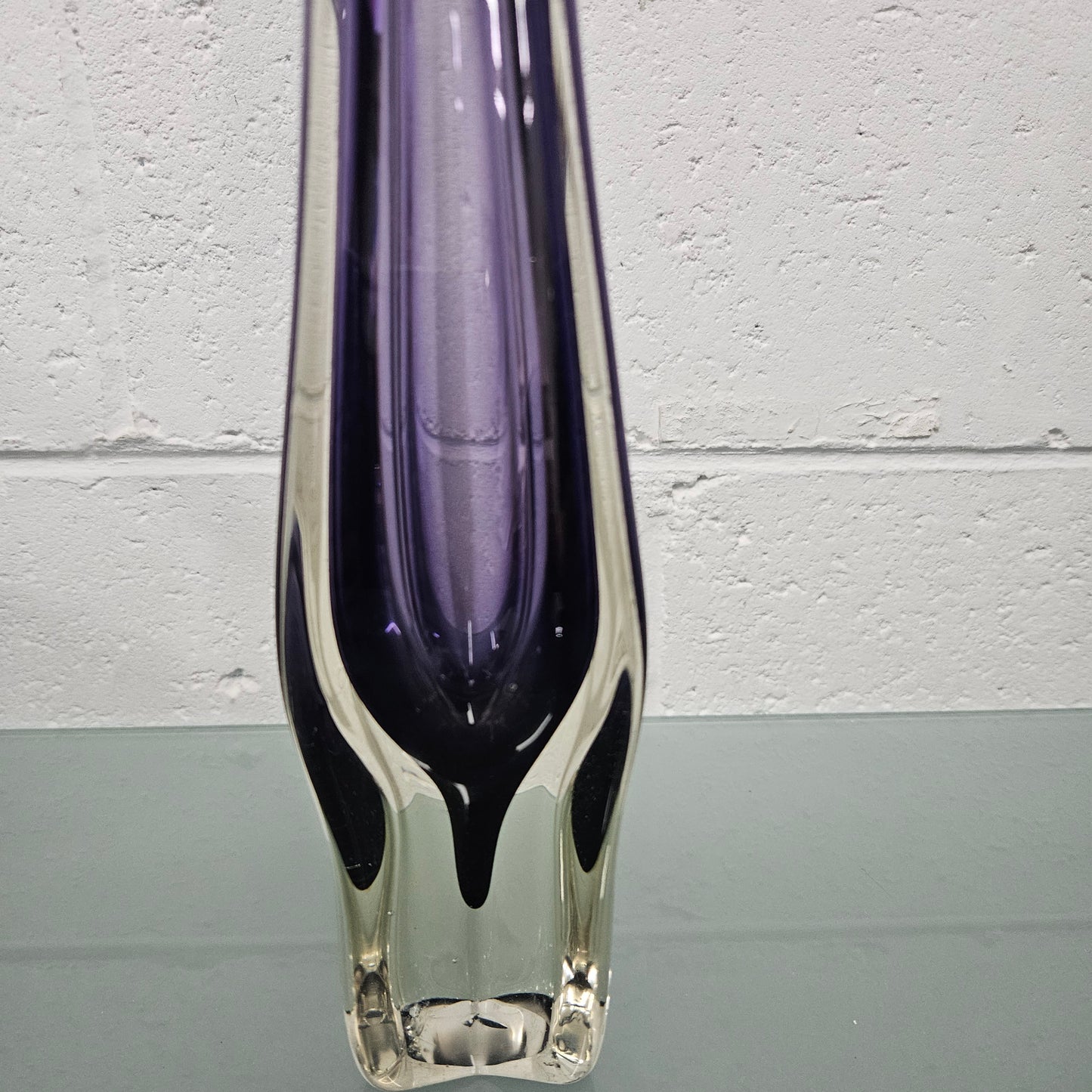 Tall Murano "Somerso" Amethyst & Clair Glass Vase