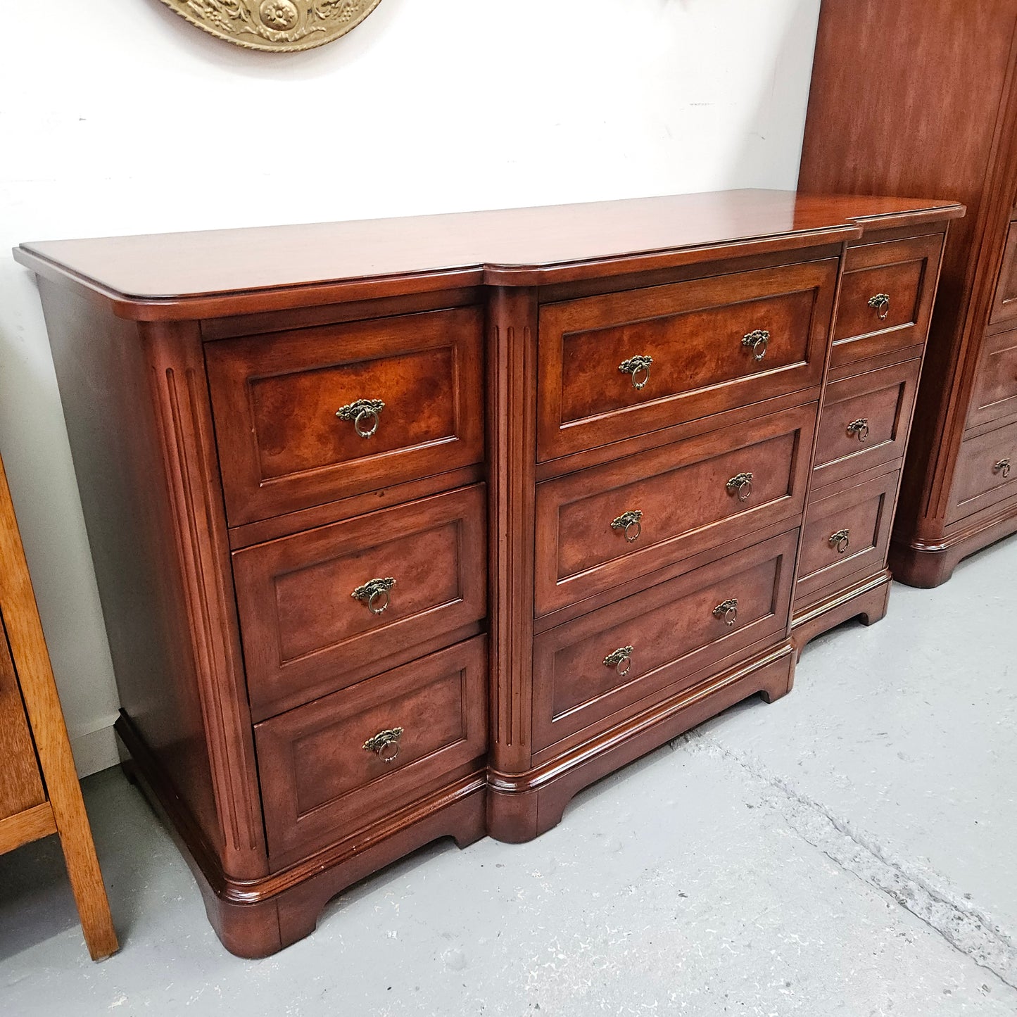 Vintage High Quality Nine Drawer Chest with Burr Walnut Veneer