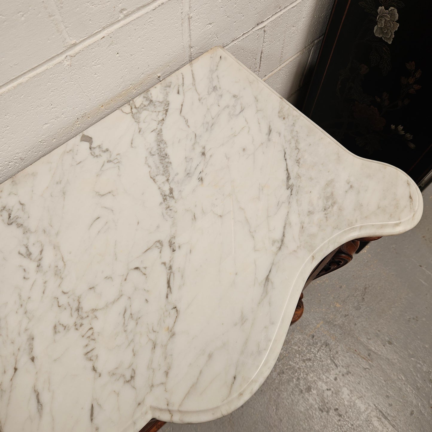 Elegant Figured Walnut Crendza With Marble Top