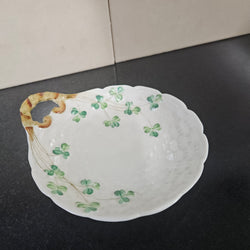 Belleek Shallow Dish With Shamrock Pattern. | Antique & Vintage | Moonee Ponds Antiques | Australia Wide Delivery