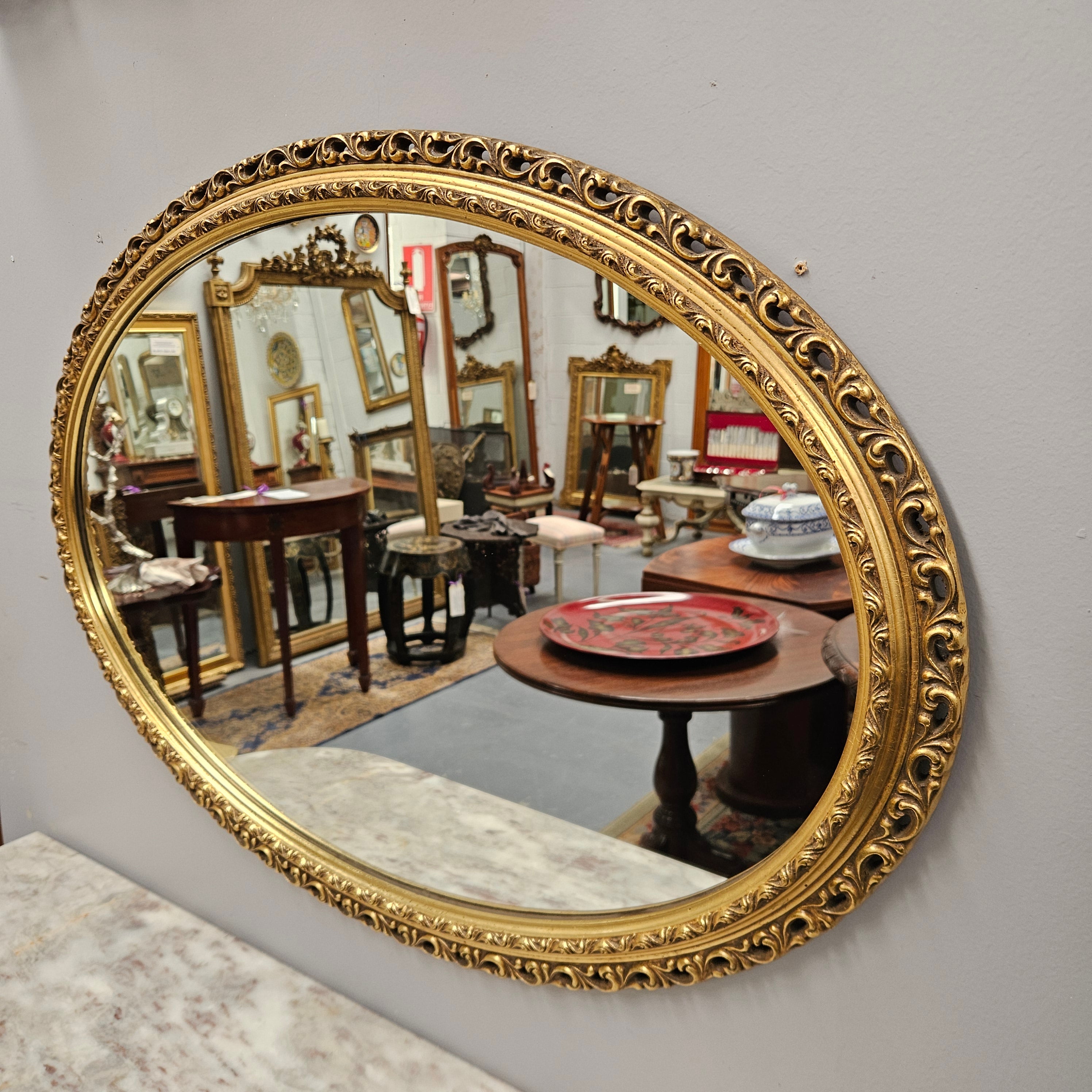 Vintage Oval Gilt Wooden Mirror | Antique & Vintage | Moonee Ponds Antiques | Australia Wide Delivery