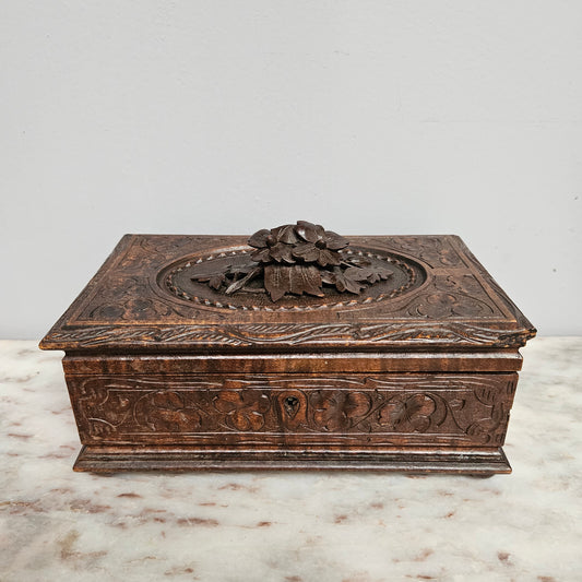 Antique Black Forest Hand Carved Trinket/Jewellery Box