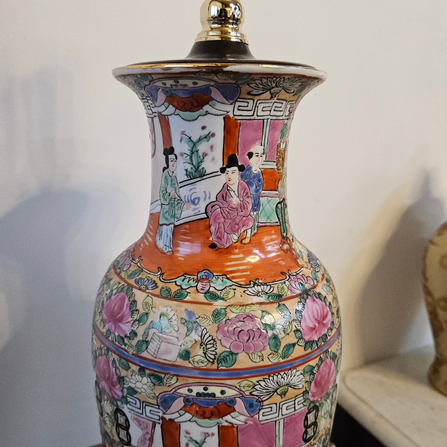 Chinese Famille Rose Lamp Base