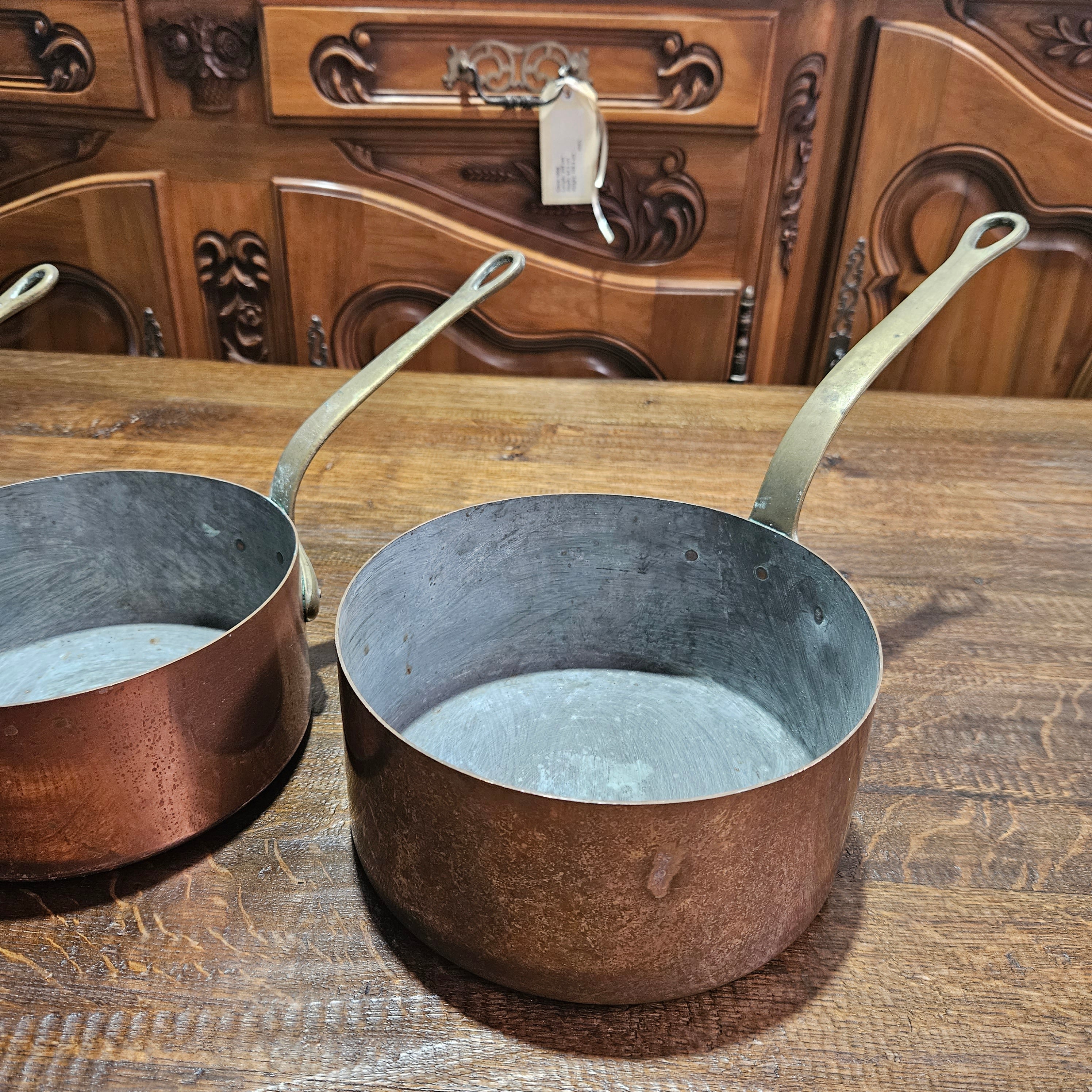 Set of Five French Copper Sauce Pots