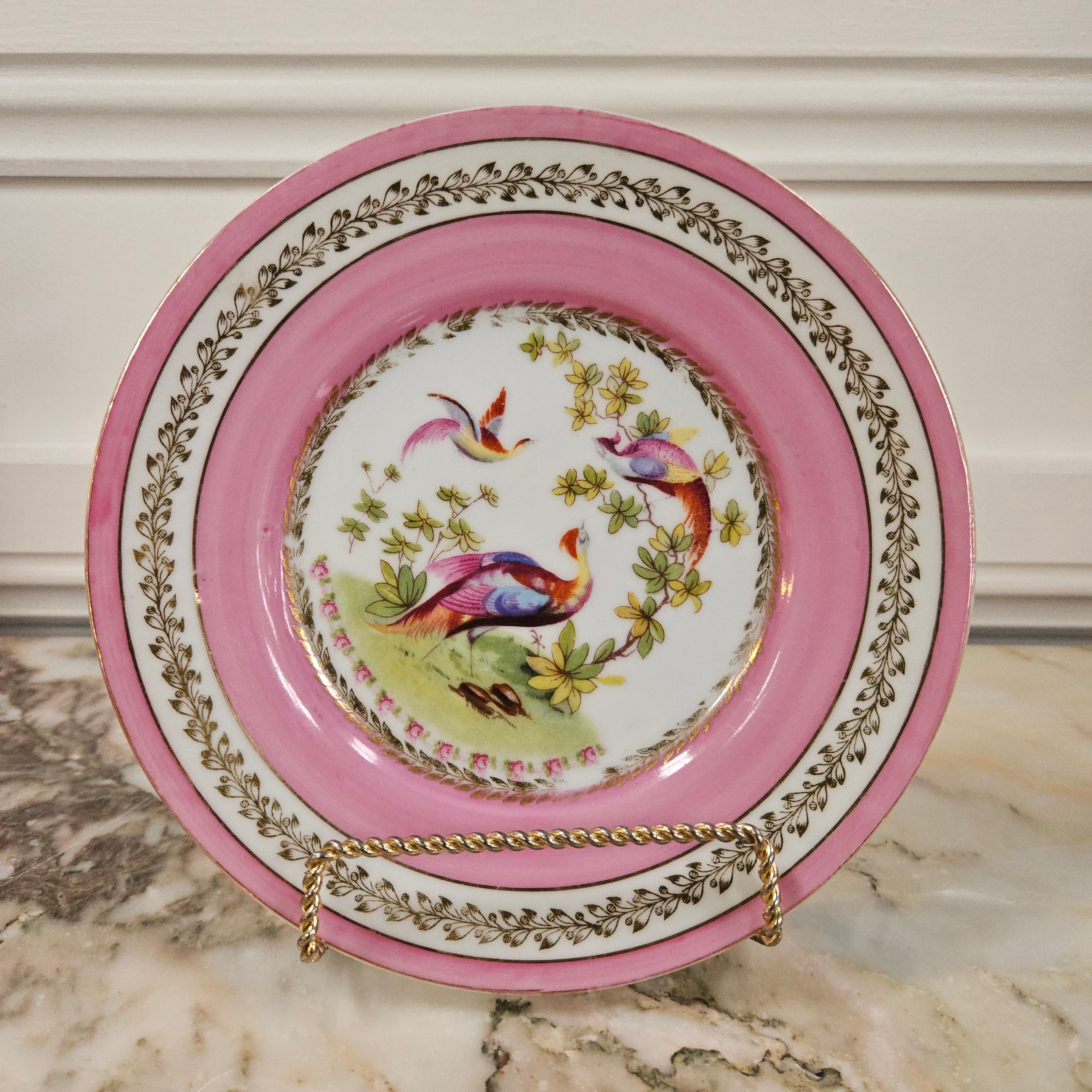 Antique Porcelain Pink/Gilt Plate | Antique & Vintage | Moonee Ponds Antiques | Australia Wide Delivery