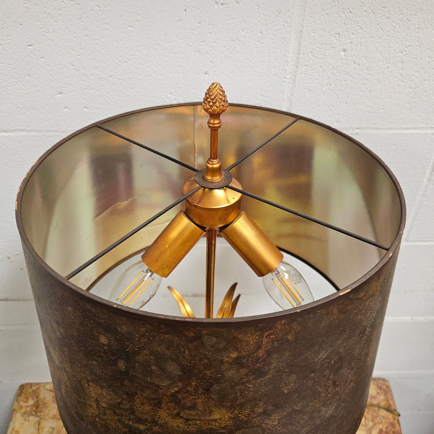 Vintage Designer Gilt Brass Table Lamp By Maison Charles for Boulanger