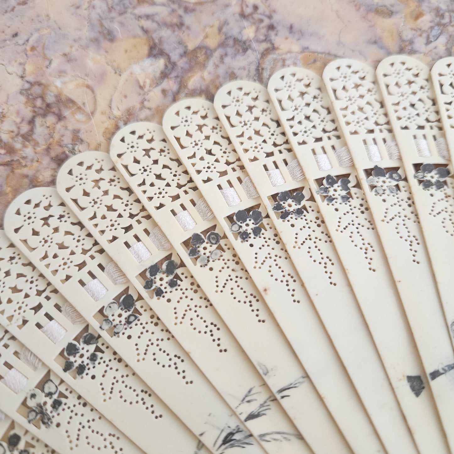 Art Deco Celluloid Fan Hand Painted