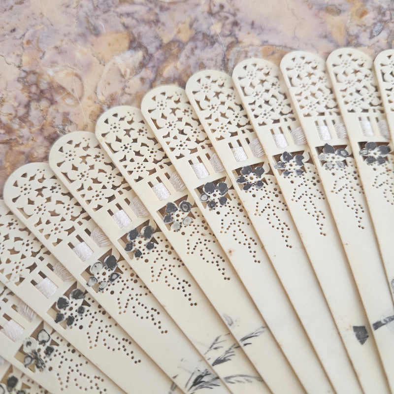 Art Deco Celluloid Fan Hand Painted
