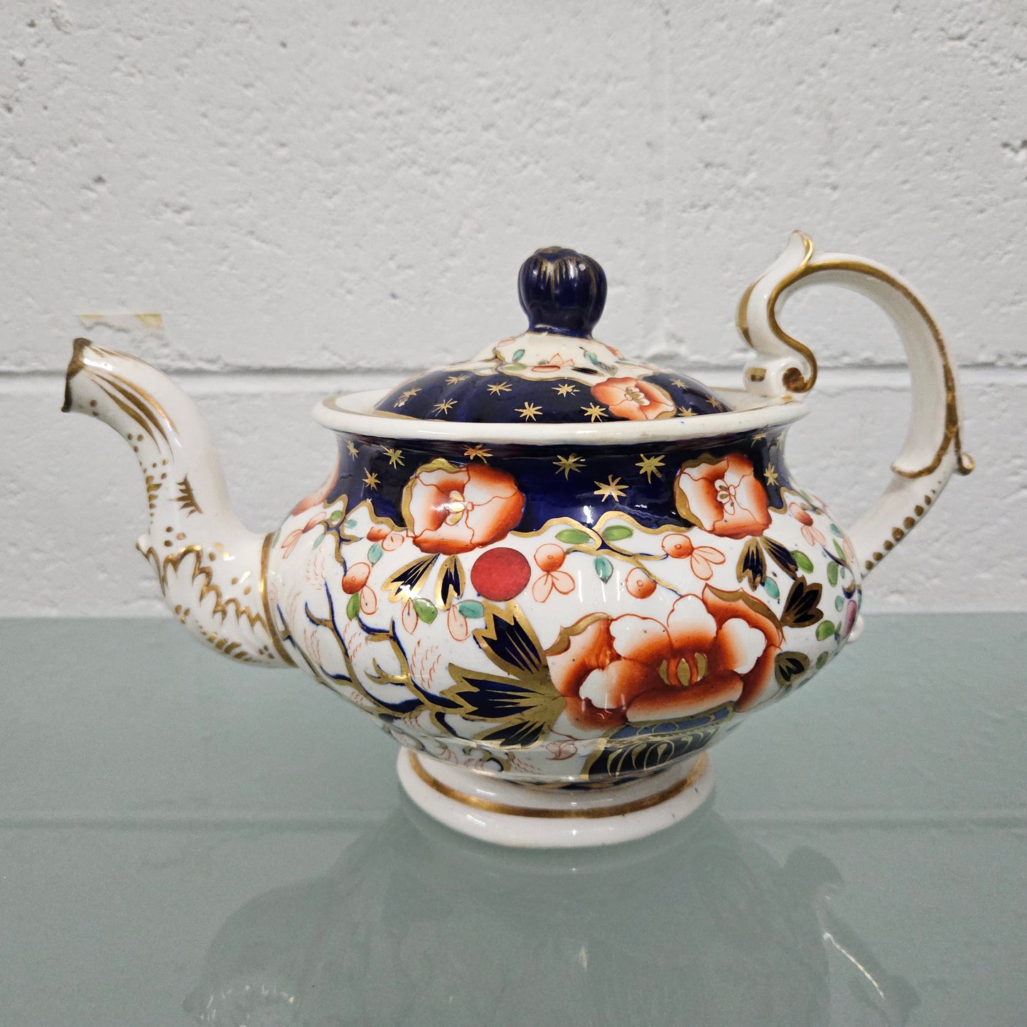 Antique Ridgway Porcelain Hand Painted Gilt & Floral Decorated Teapot Circa 1825