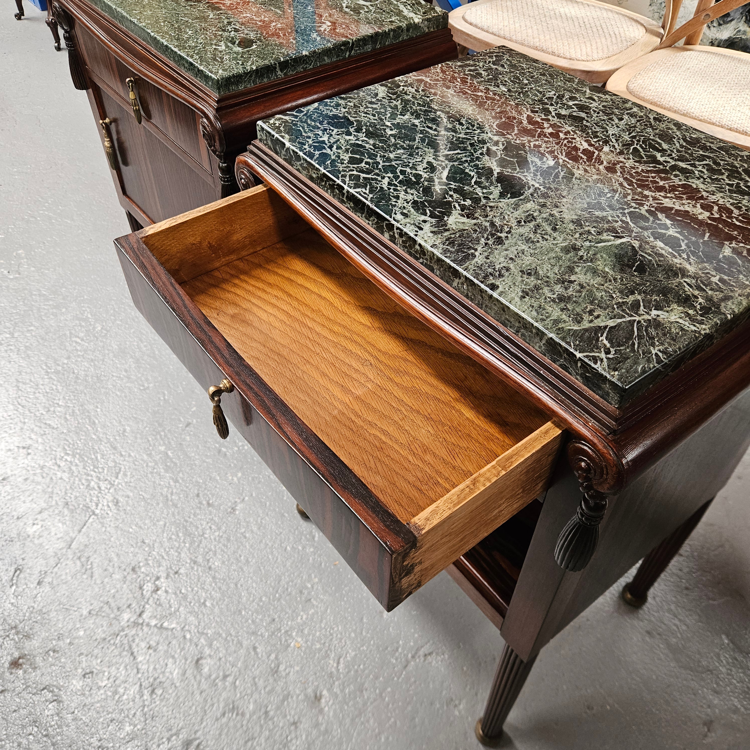 Elegant Pair of French Art Deco Marble Top Bedsides | Antique & Vintage | Moonee Ponds Antiques | Australia Wide Delivery
