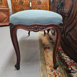 Louis XVth Style Walnut Upholstered Bedroom Stool