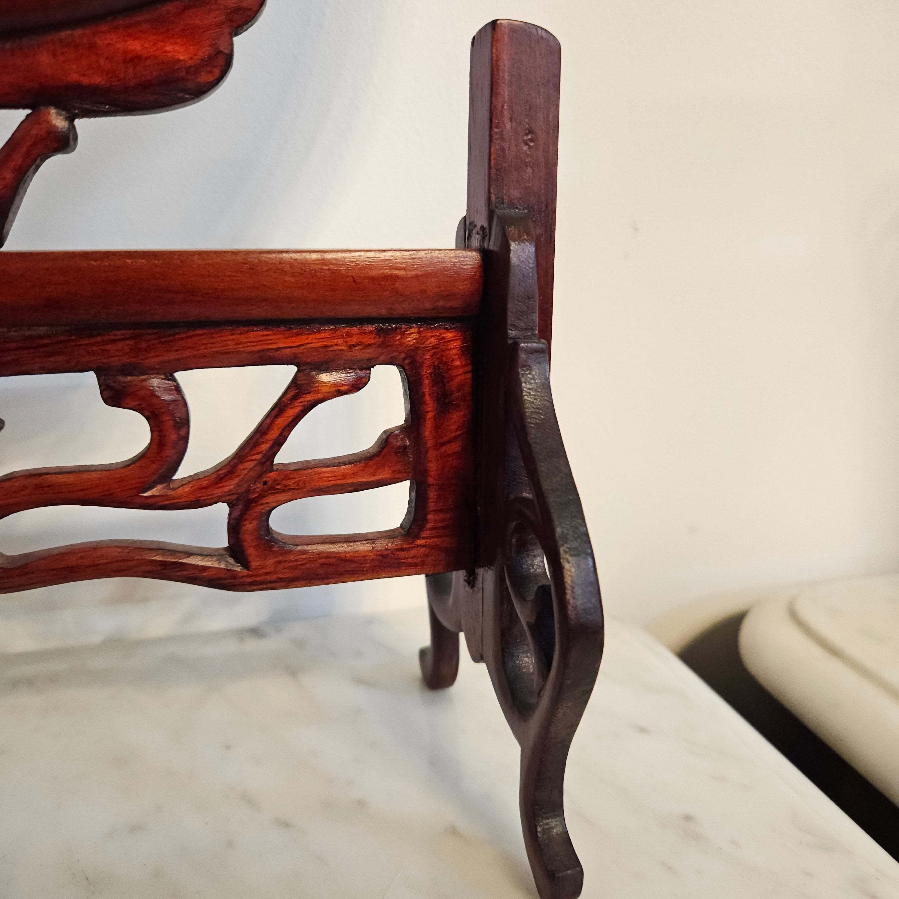 Vintage Chinese Screen on Rosewood Stand | Antique & Vintage | Moonee Ponds Antiques | Australia Wide Delivery