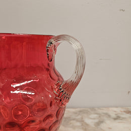 Victorian Cranberry Glass Pitcher Jug