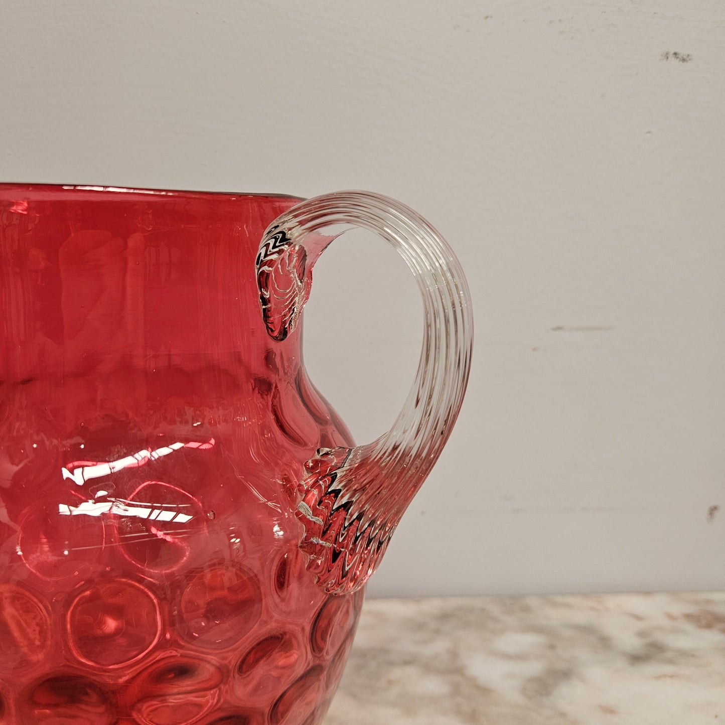 Victorian Cranberry Glass Pitcher Jug