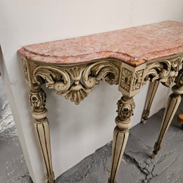 Louis XVI Style Painted Console Table With Marble Top