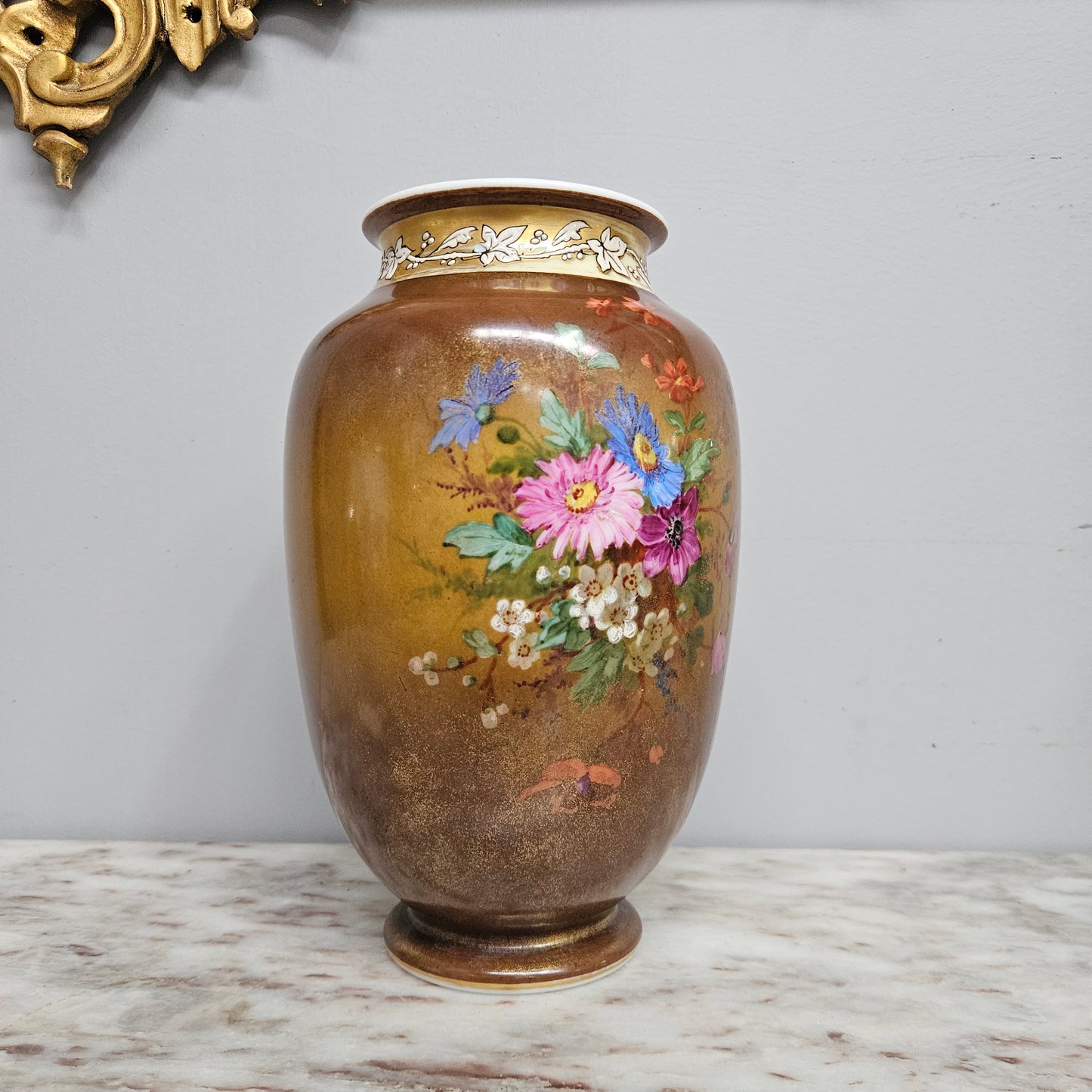 Antique Milk Glass Floral Vase C1880's