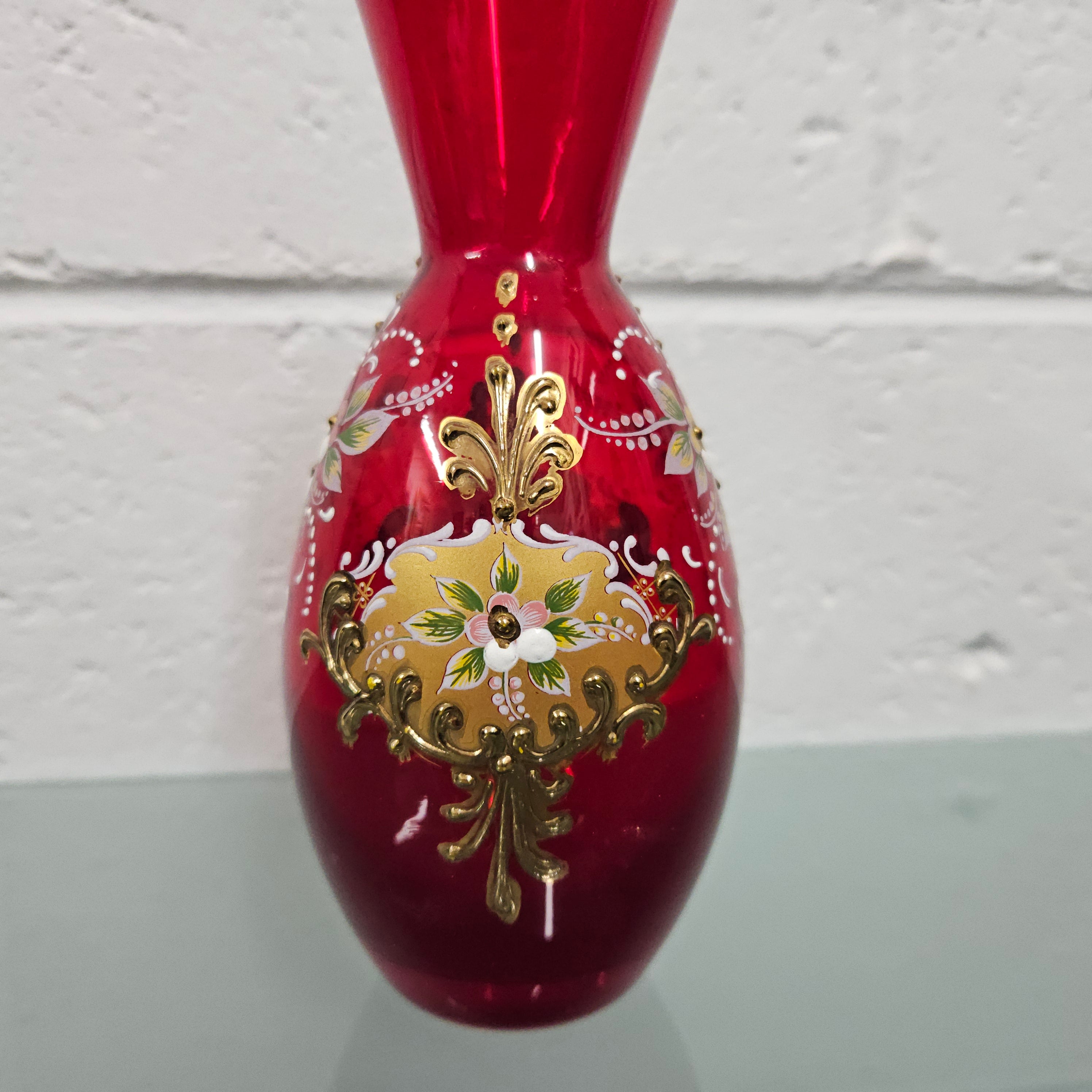 Ruby and Enamel Glass Vase | Antique & Vintage | Moonee Ponds Antiques | Australia Wide Delivery