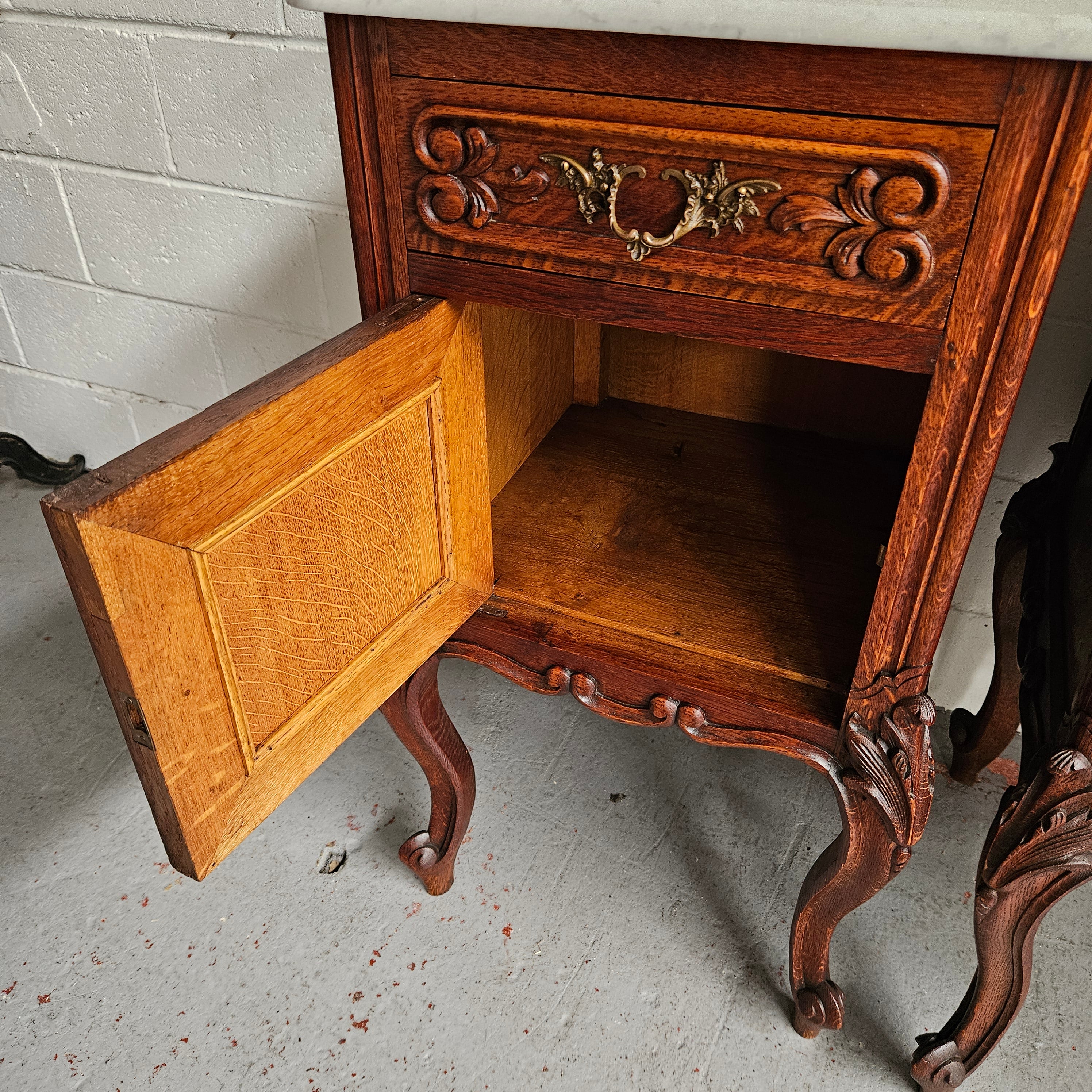 Pair of Louis XV Style White Marble Top Bedside Cabinets | Antique & Vintage | Moonee Ponds Antiques | Australia Wide Delivery