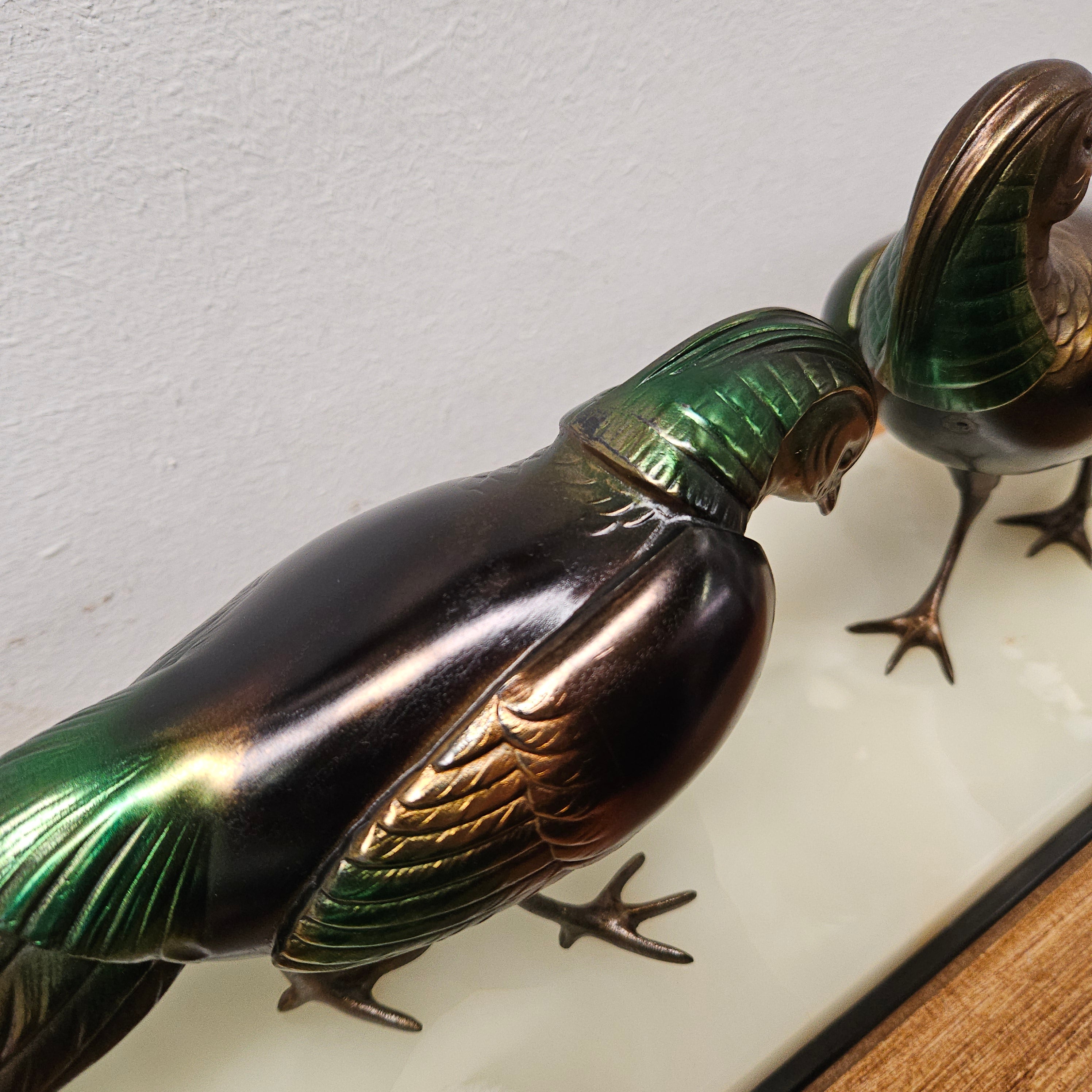 French Art Deco Pair Of Spelter Pheasants On A Marble Plinth | Antique & Vintage | Moonee Ponds Antiques | Australia Wide Delivery