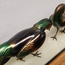 French Art Deco Pair Of Spelter Pheasants On A Marble Plinth | Antique & Vintage | Moonee Ponds Antiques | Australia Wide Delivery