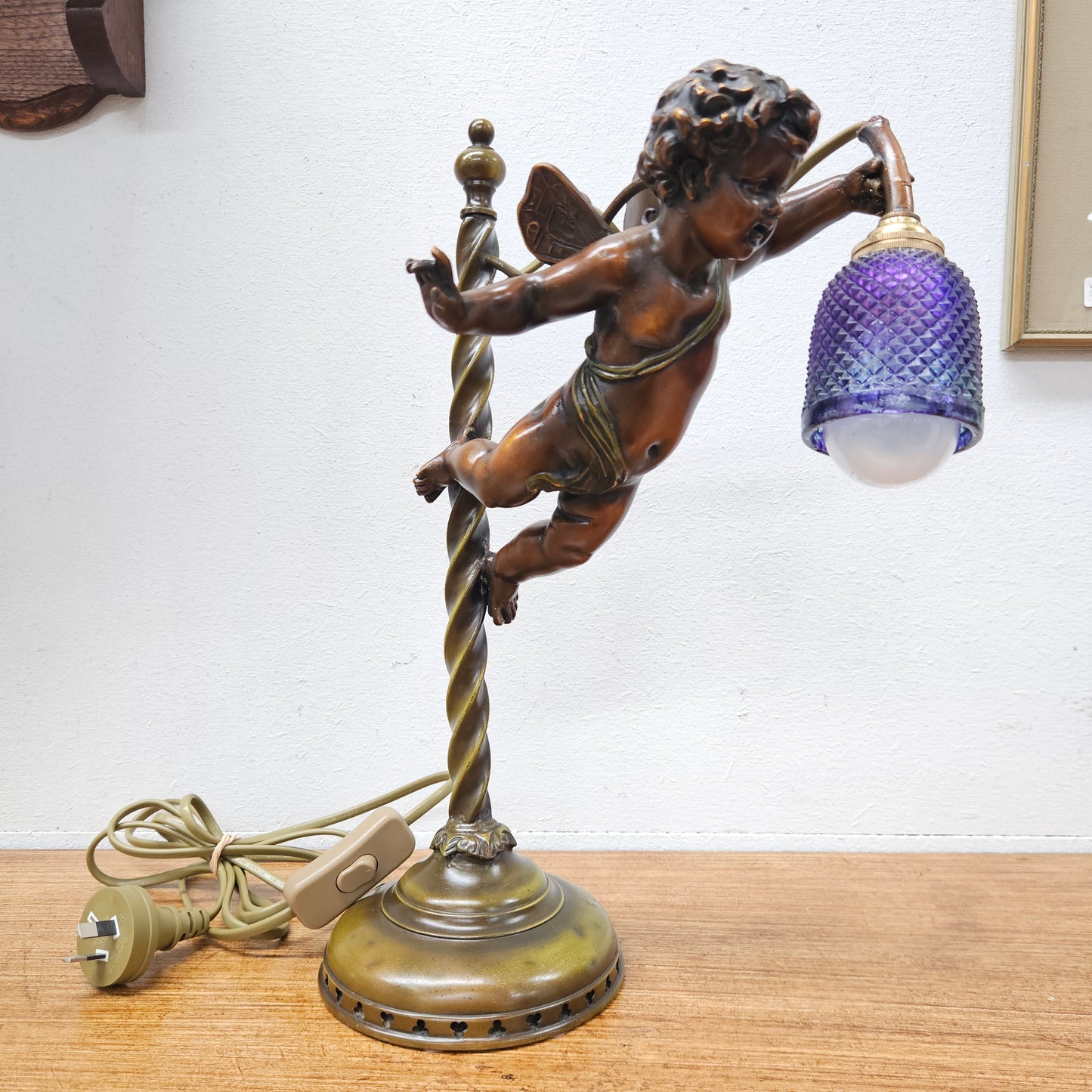 Decorative Antique Bronze Cherub Reading Lamp