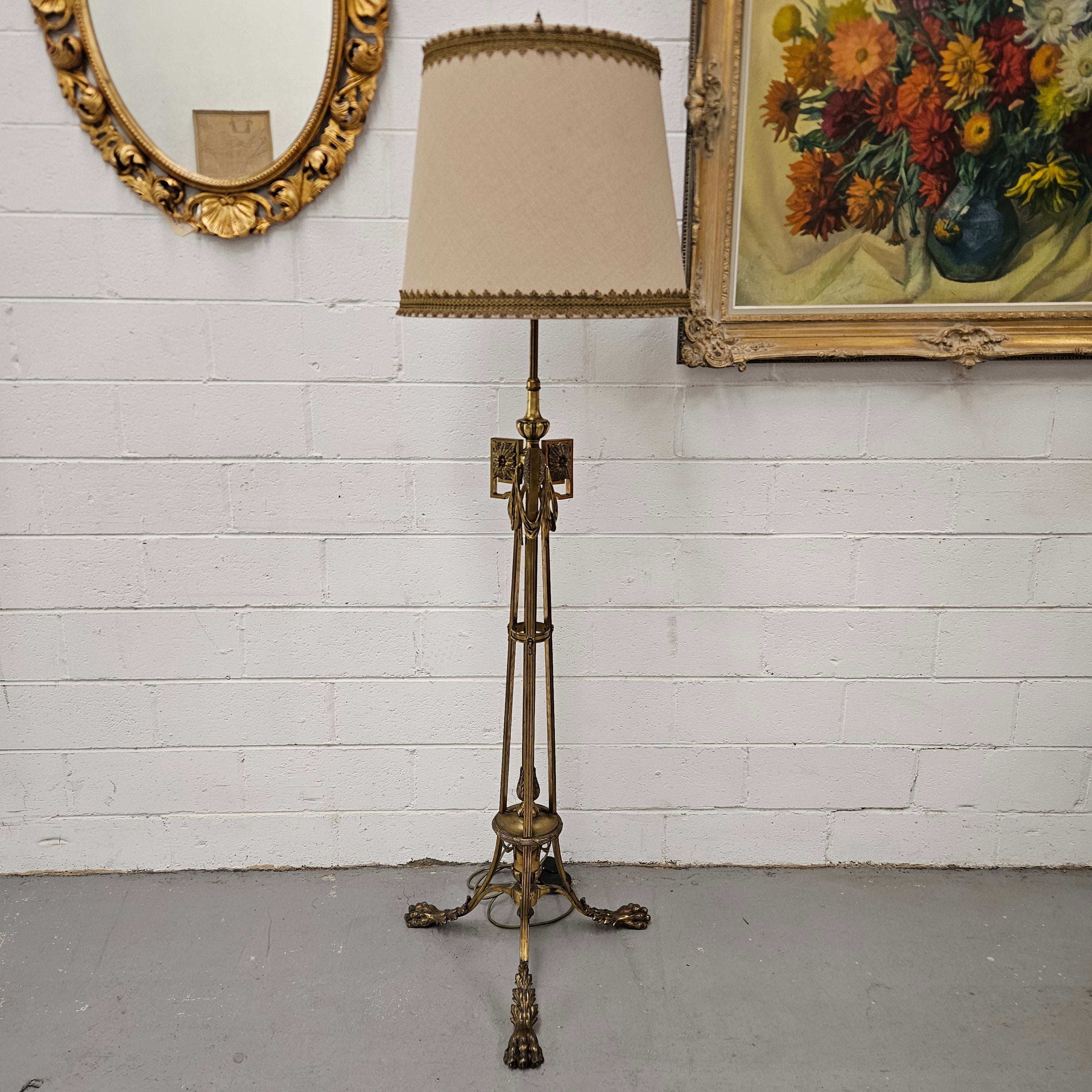 Napolean Style Gilt Standard Lamp & Shade | Antique & Vintage | Moonee Ponds Antiques | Australia Wide