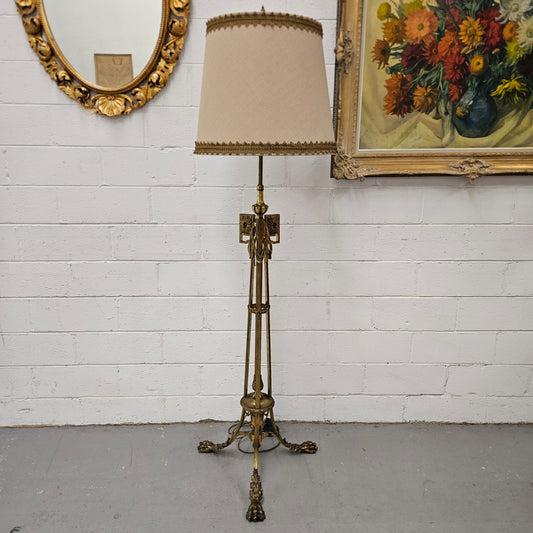 Napolean Style Gilt Standard Lamp & Shade