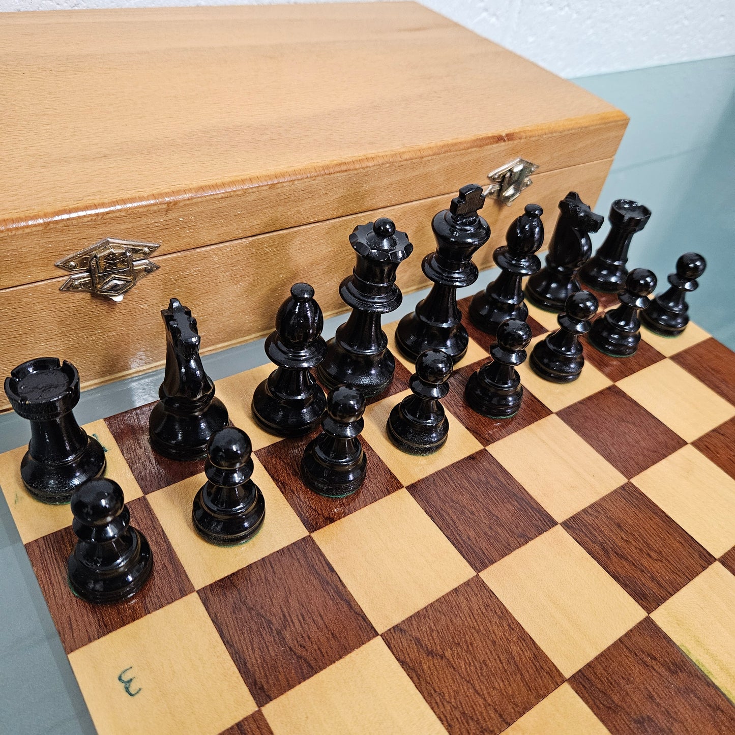 Vintage French Boxed Wooden Chess Set