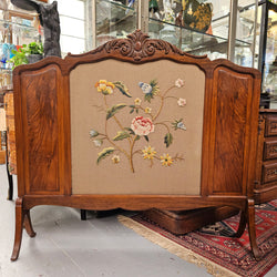 Tapestry & Timber Fire Screen | Antique & Vintage | Moonee Ponds Antiques | Australia Wide Delivery