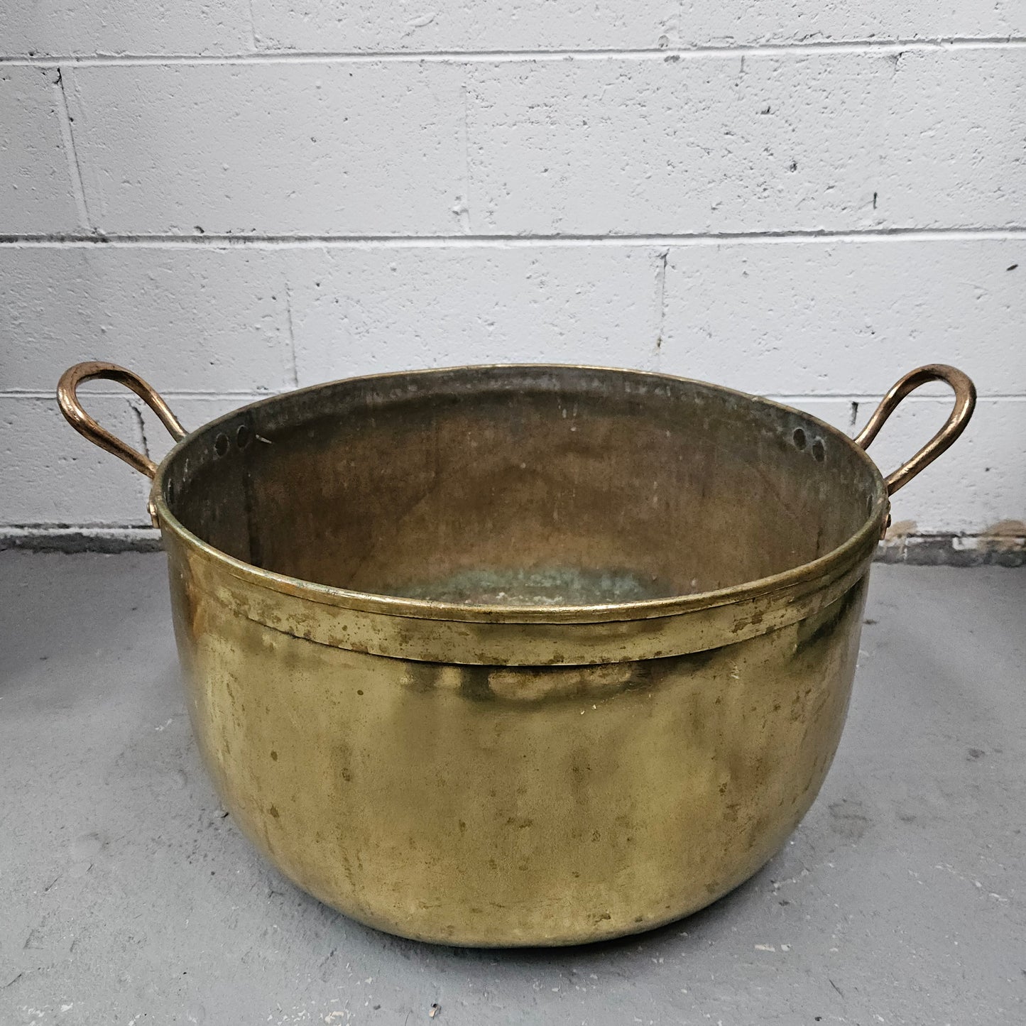 Large Antique brass bucket with handles