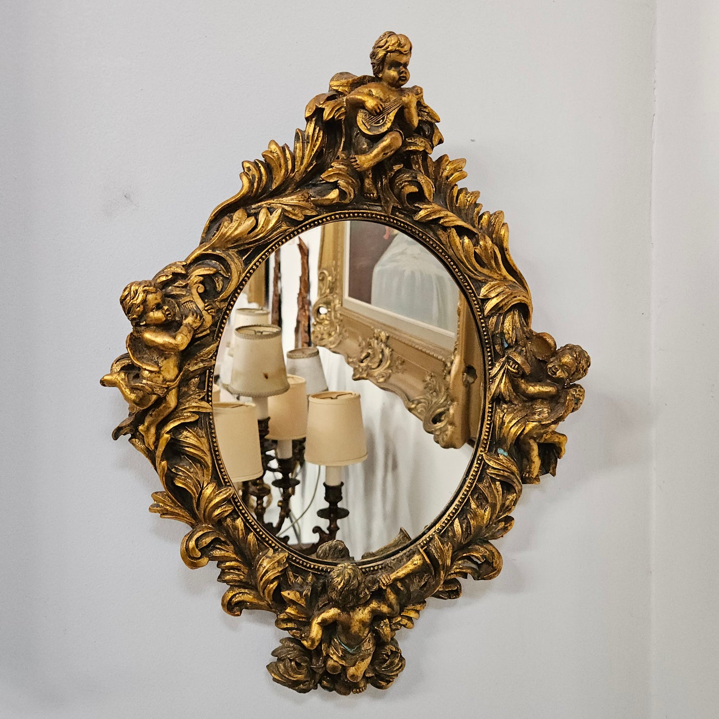 Decorative Gold Gilt Cherub Mirror