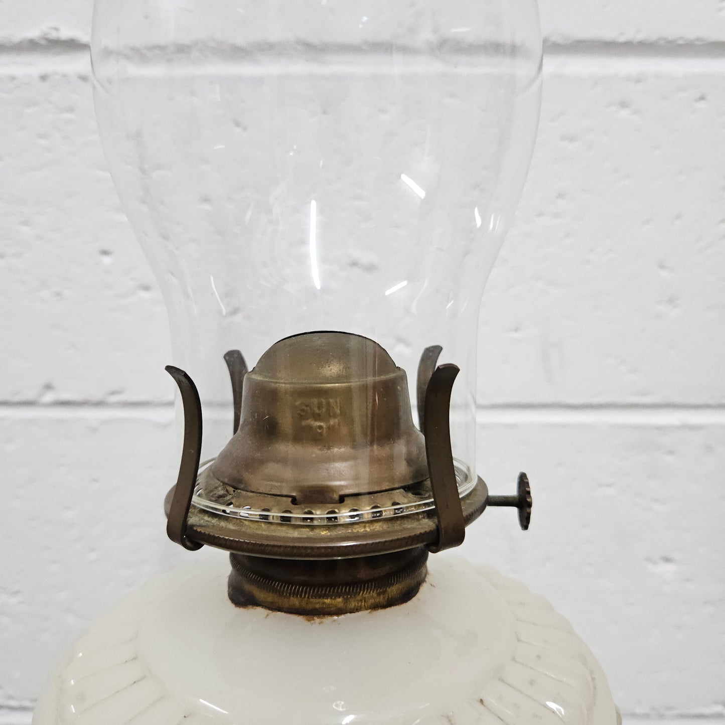 Antique Milk Glass Kero Lamp