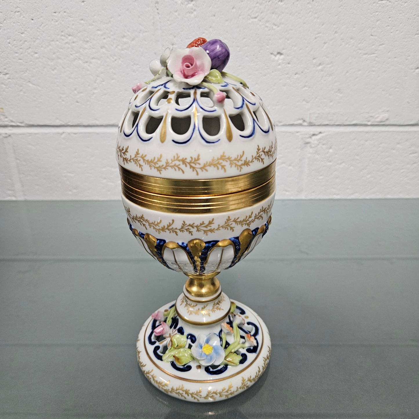 Stunning Vintage Sevres Style Lidded Potpourri on Pedestal