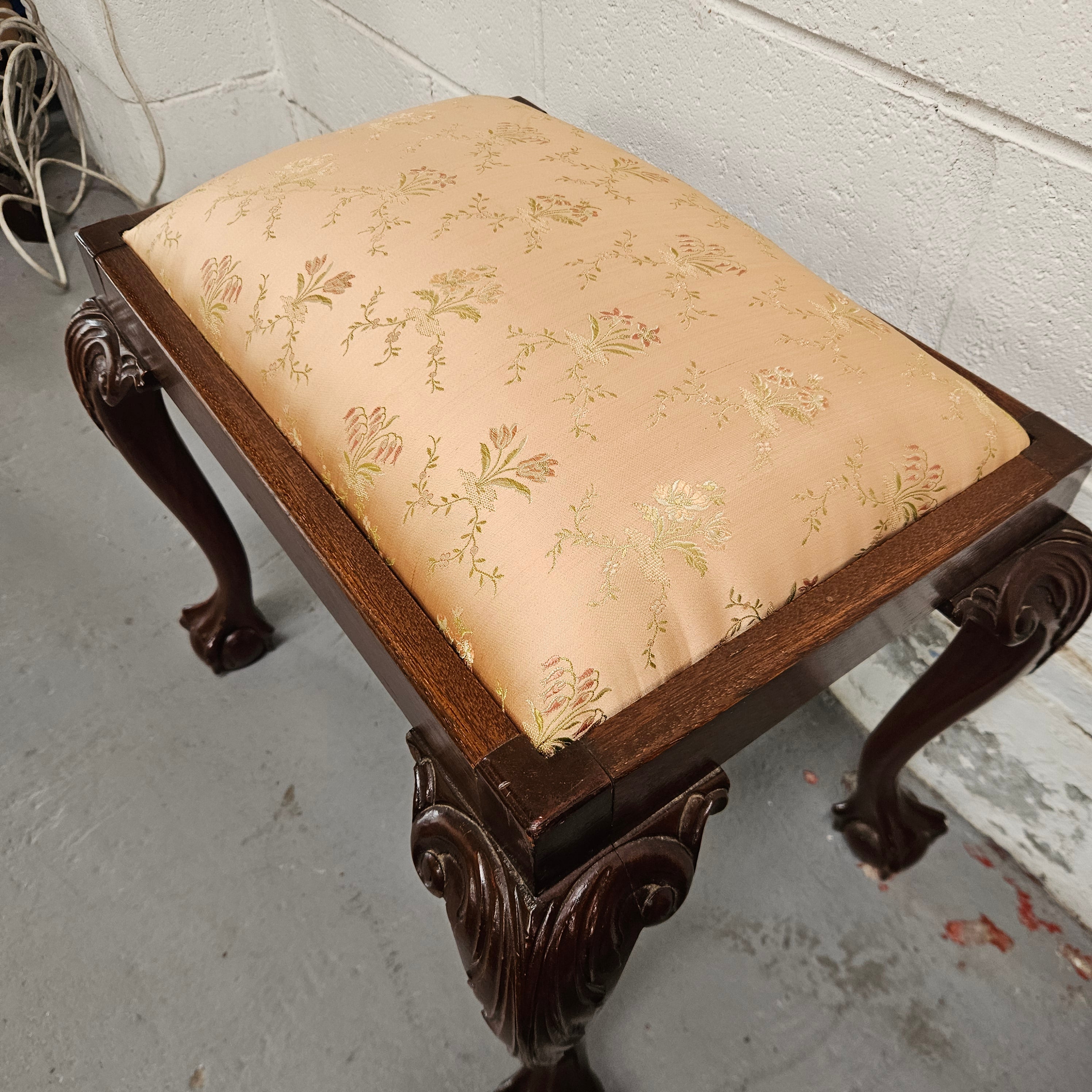 Vintage Chippendale Style Upholstered Stool | Antique & Vintage | Moonee Ponds Antiques | Australia Wide