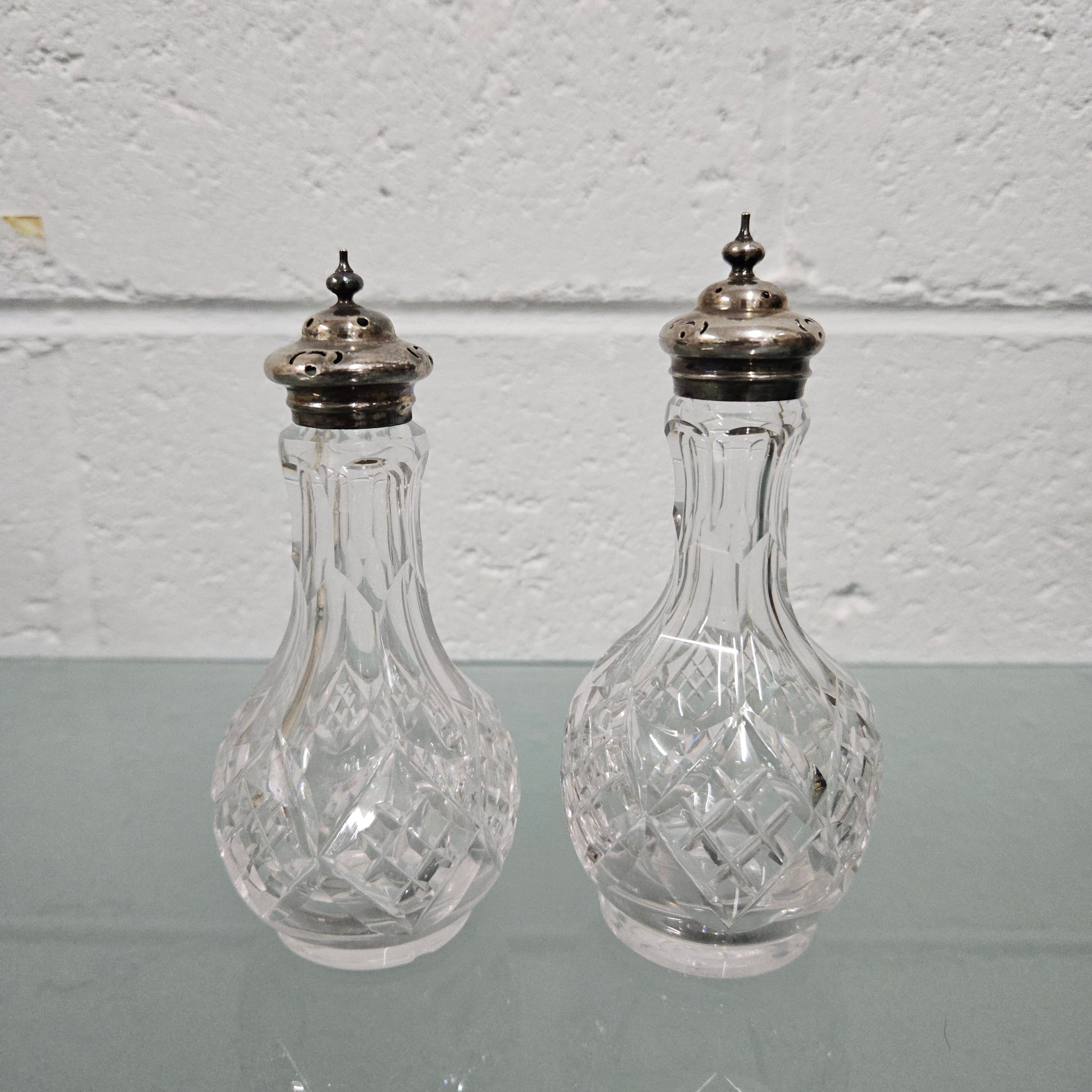 Antique Pair Of Cut Glass Bottles