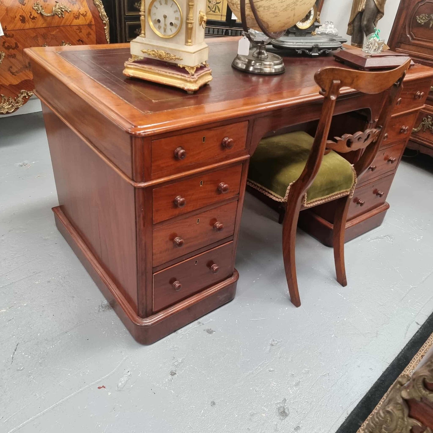 Antique Victorian Walnut Partners Desk