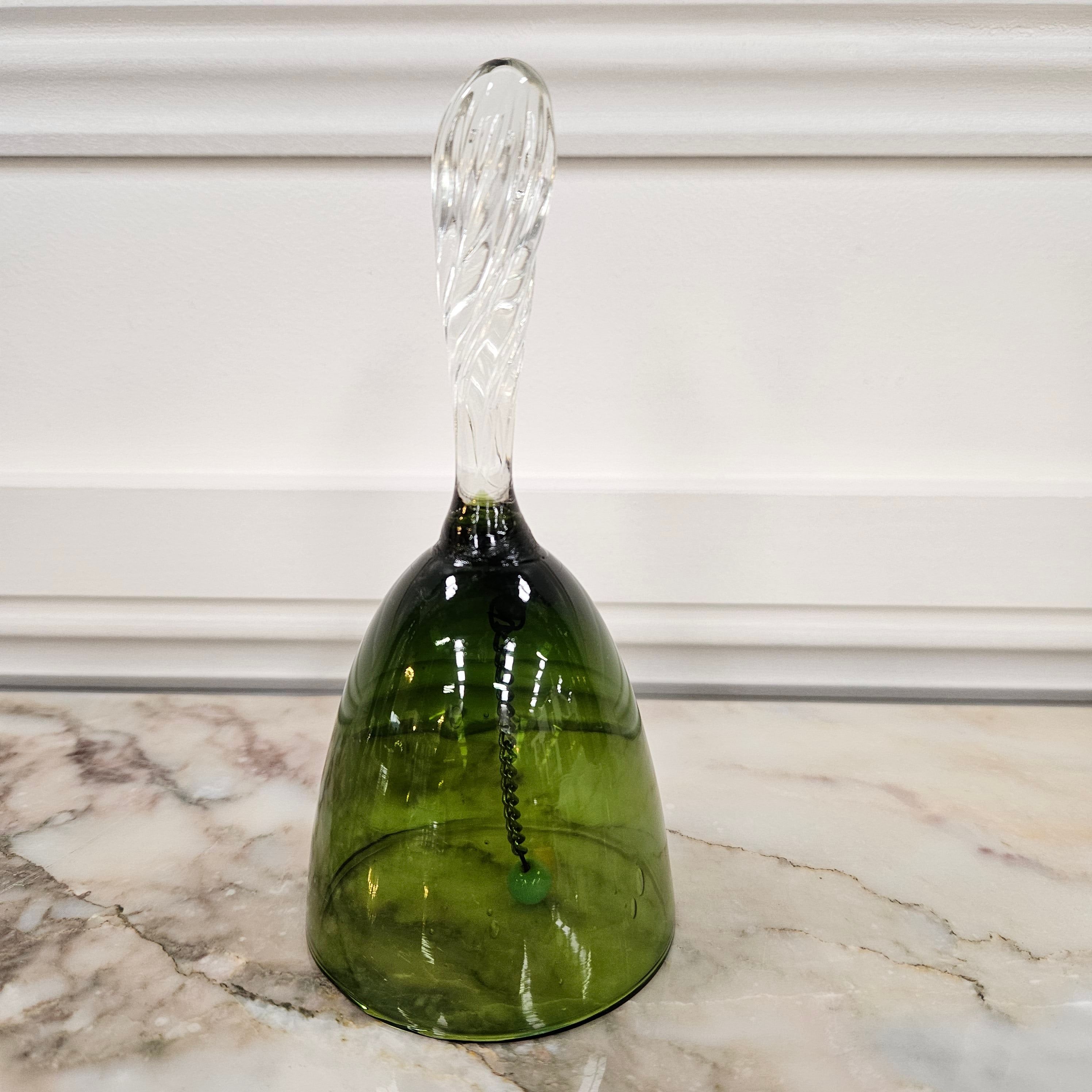 Crystal Green Glass Bell