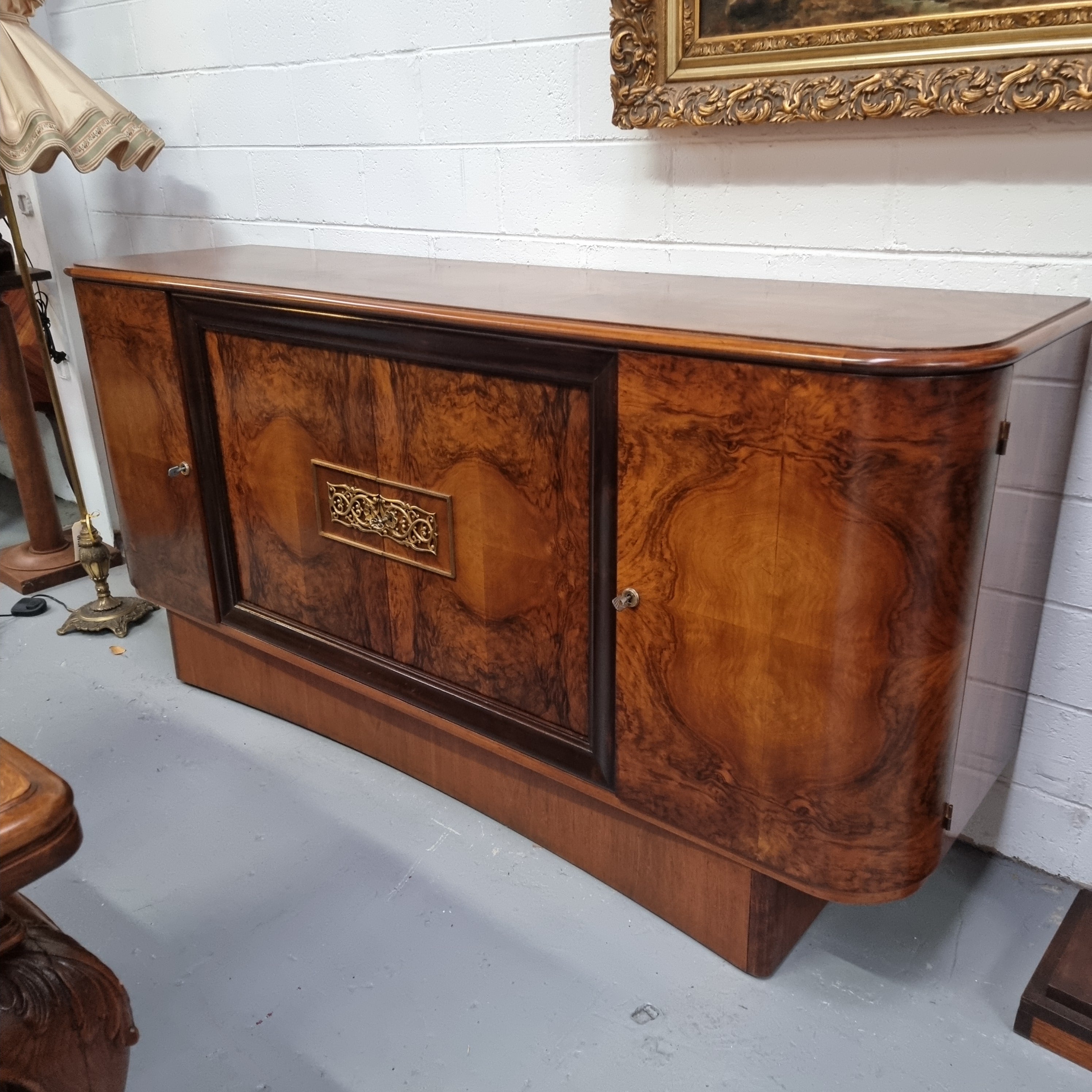 Stylish French Art Deco Burr Walnut Sideboard | Antique & Vintage | Moonee Ponds Antiques | Australia Wide Delivery