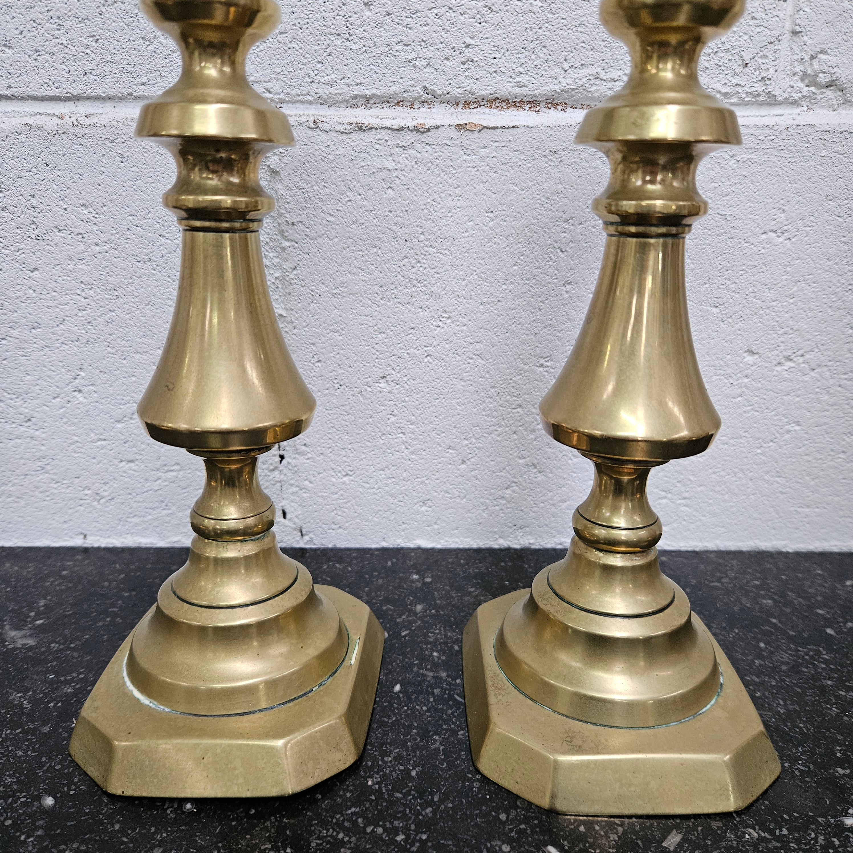 Pair of Mid 19th Century English Brass Candlesticks | Antique & Vintage | Moonee Ponds Antiques | Australia Wide Delivery