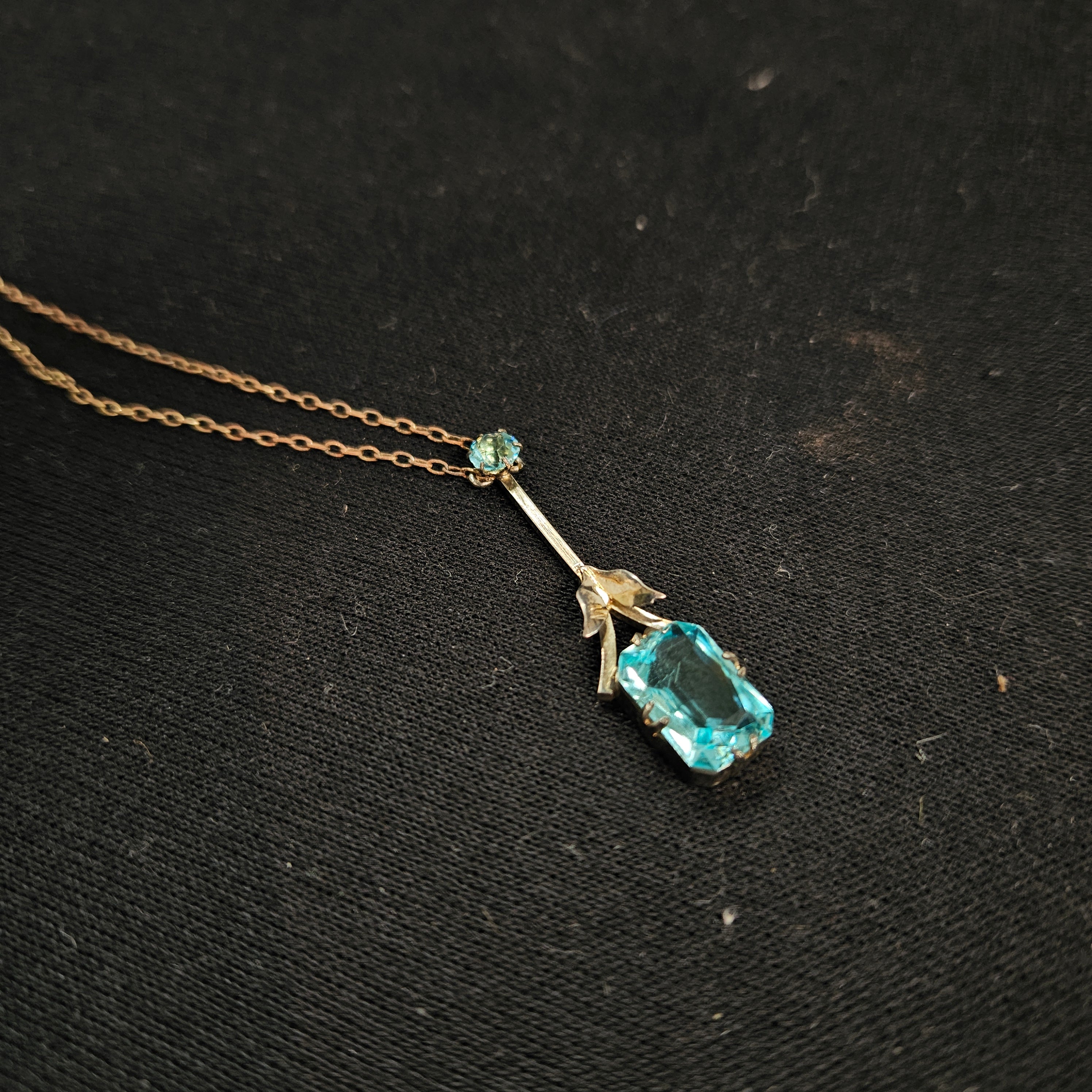 Edwardian 9ct Gold Silver Lined Aquamarine Pendant & Chain | Antique & Vintage | Moonee Ponds Antiques | Australia Wide Delivery