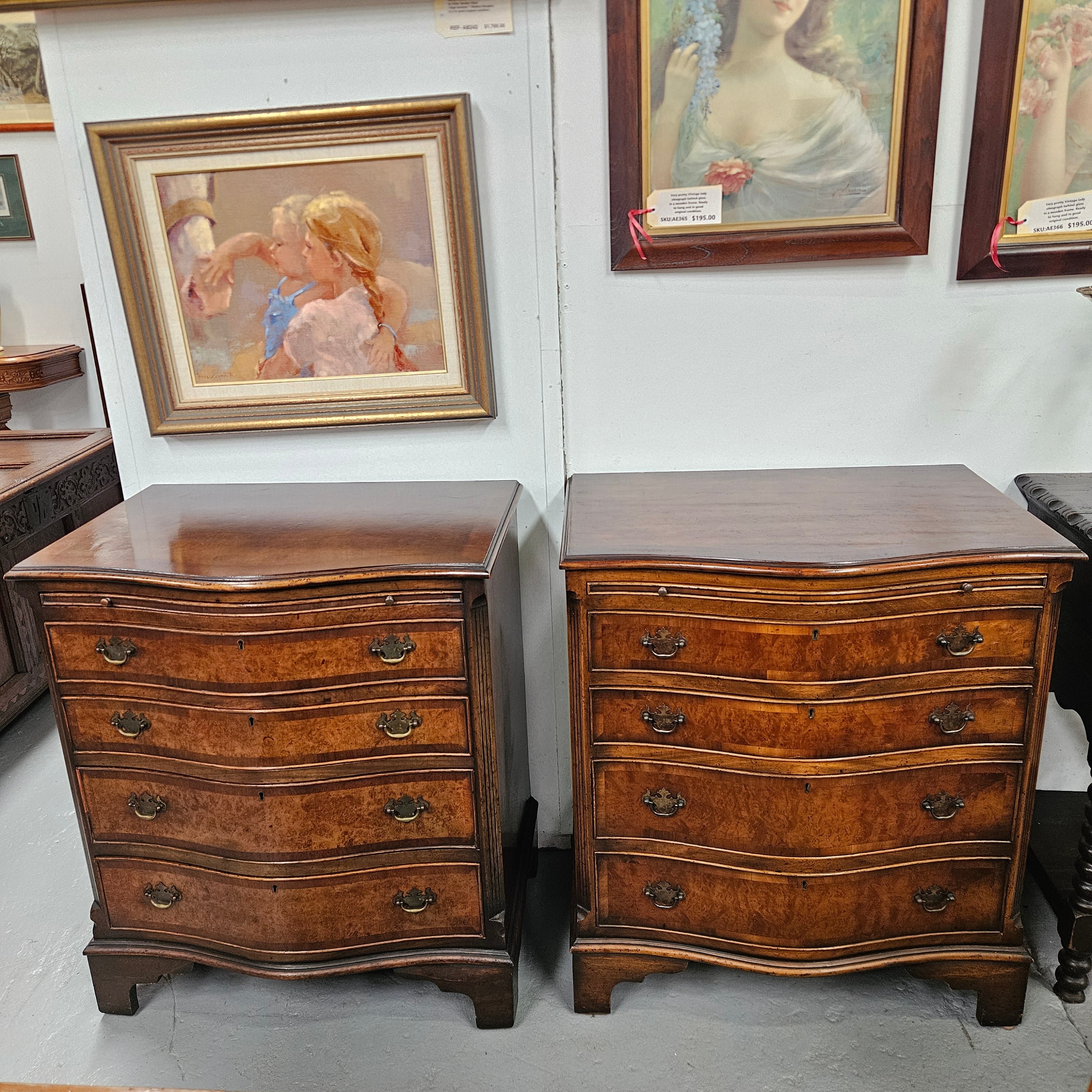 Pair of Georgian Style Chest of Drawers With Four Drawers & a Pull-Out | Antique & Vintage | Moonee Ponds Antiques | Australia Wide Delivery