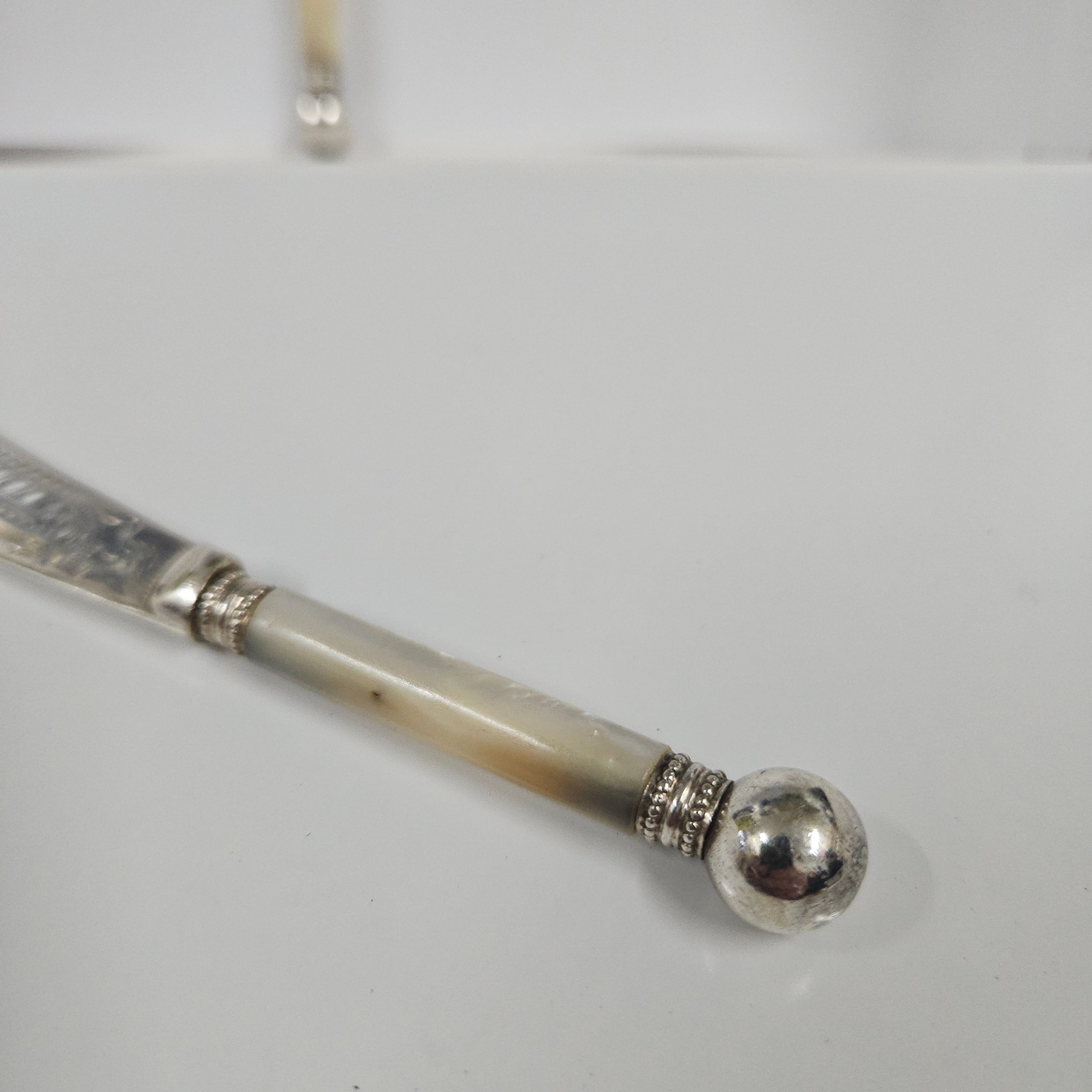 Pair Antique Mother Of Pearl & Silver Plate Butter Knives | Antique & Vintage | Moonee Ponds Antiques | Australia Wide Delivery