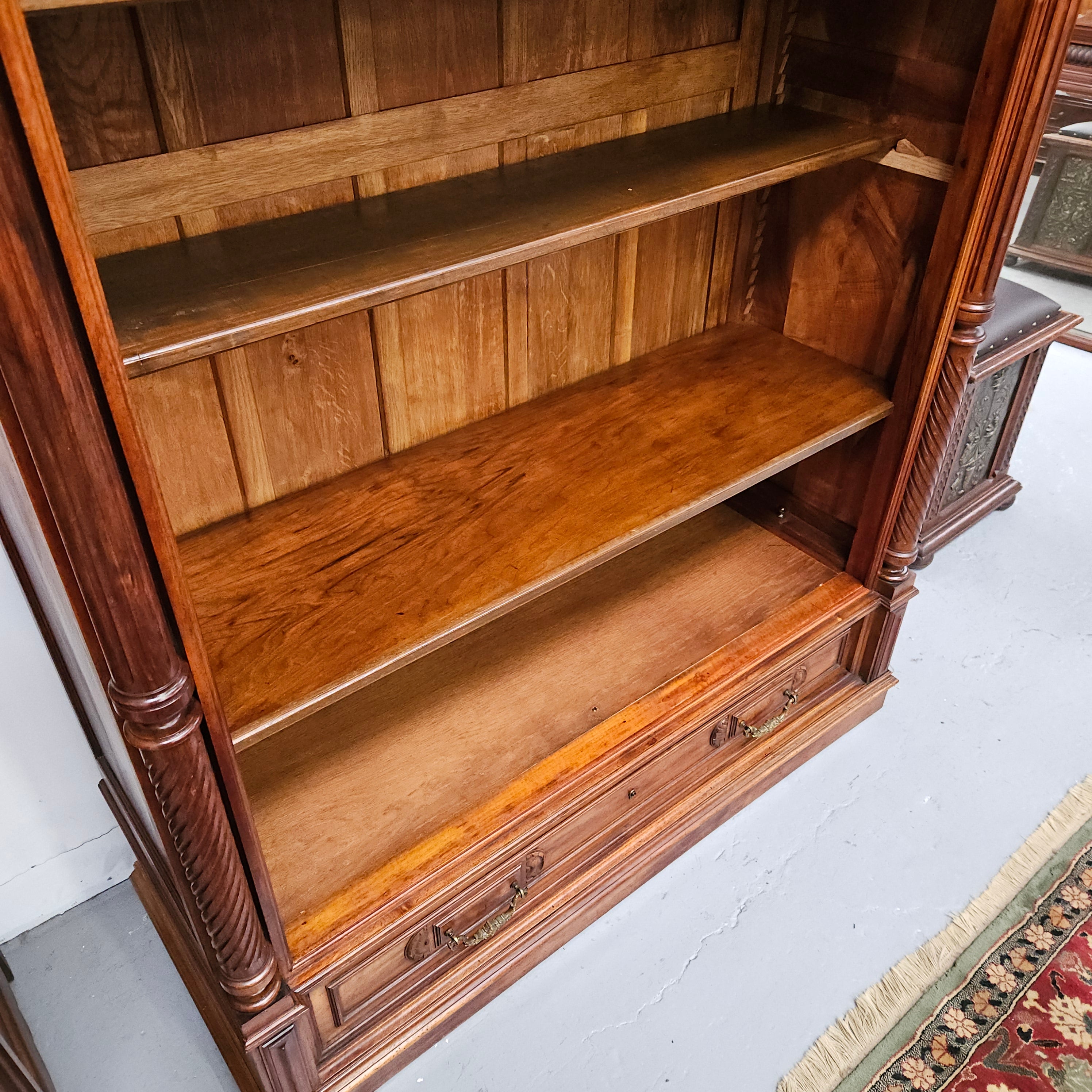 Henry 2nd Style 19th Century Walnut Open Bookcase With Drawer | Antique & Vintage | Moonee Ponds Antiques | Australia Wide Delivery