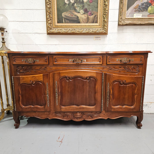 Louis XV Style Walnut Sideboard With Three Drawers & Three Doors