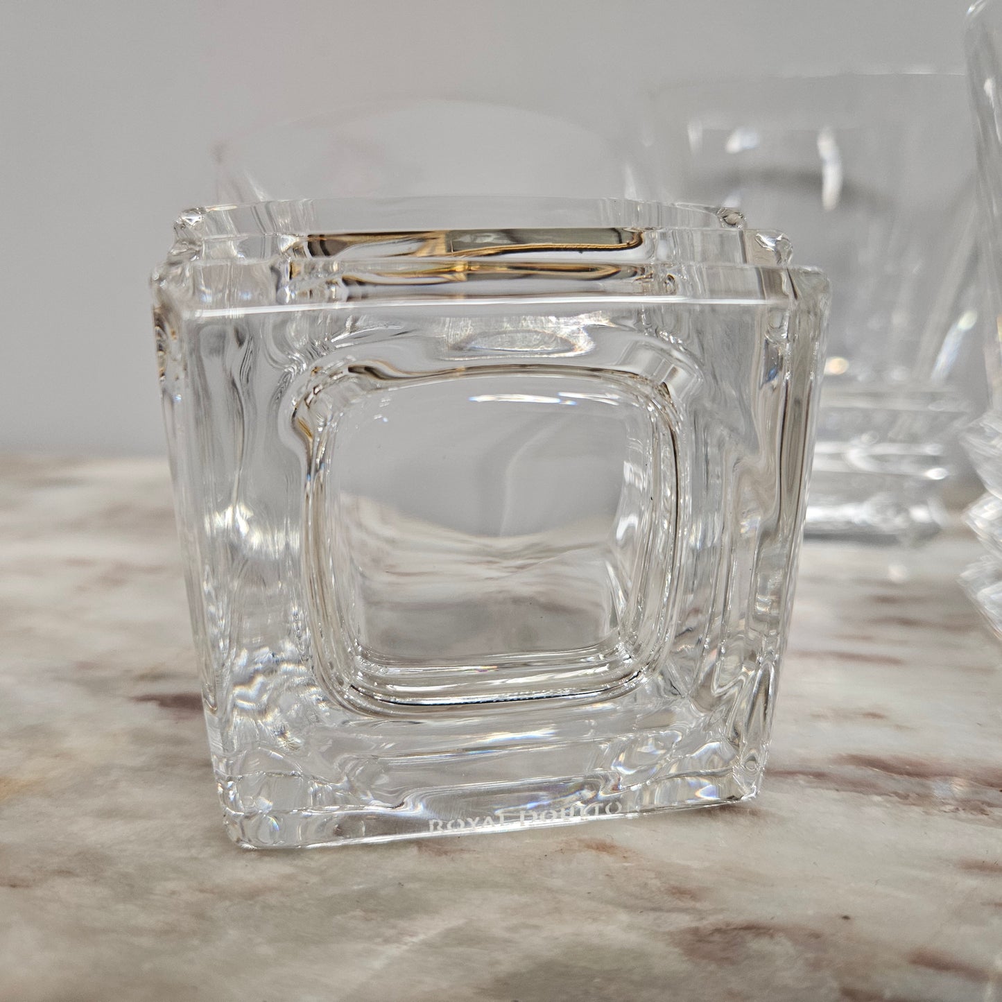 Vintage Royal Doulton Crystal Prism Decanter & Glasses