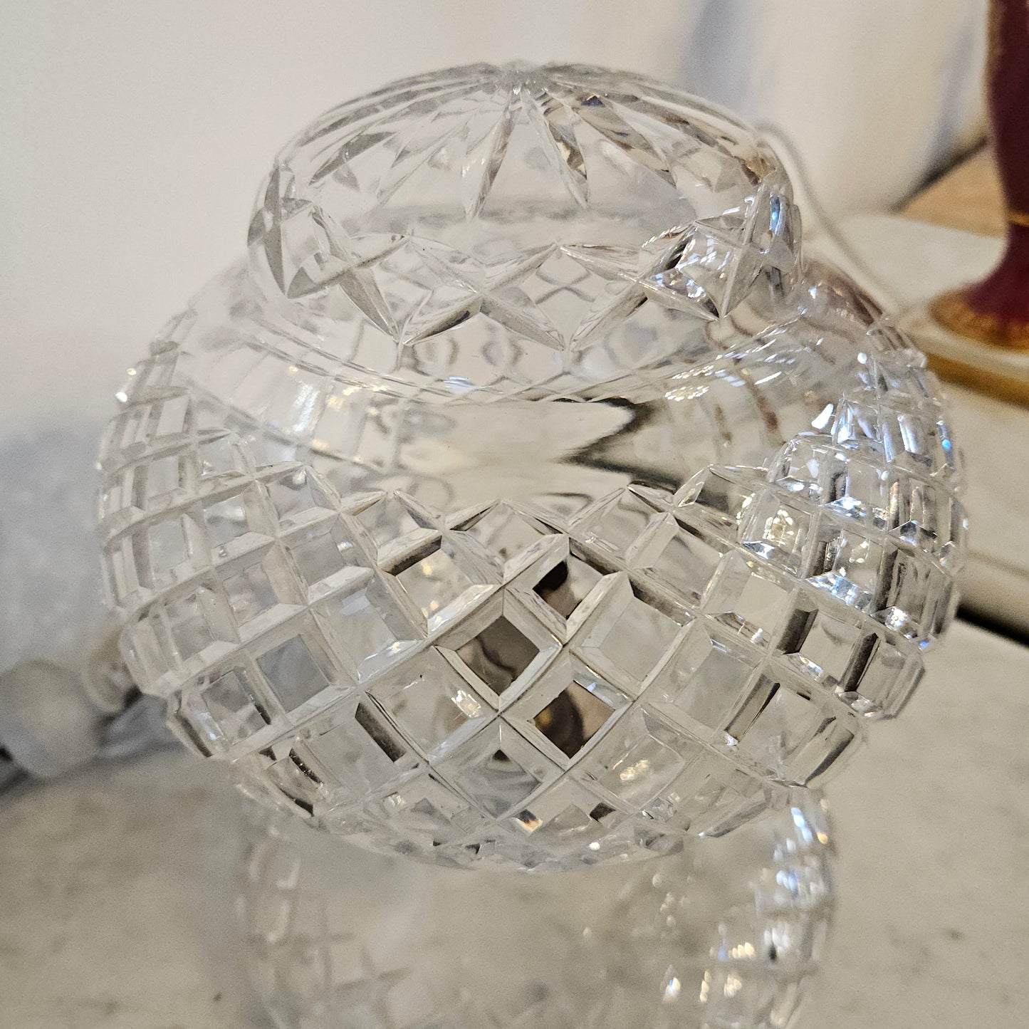 Vintage Art Deco Bohemian Crystal Table Lamp