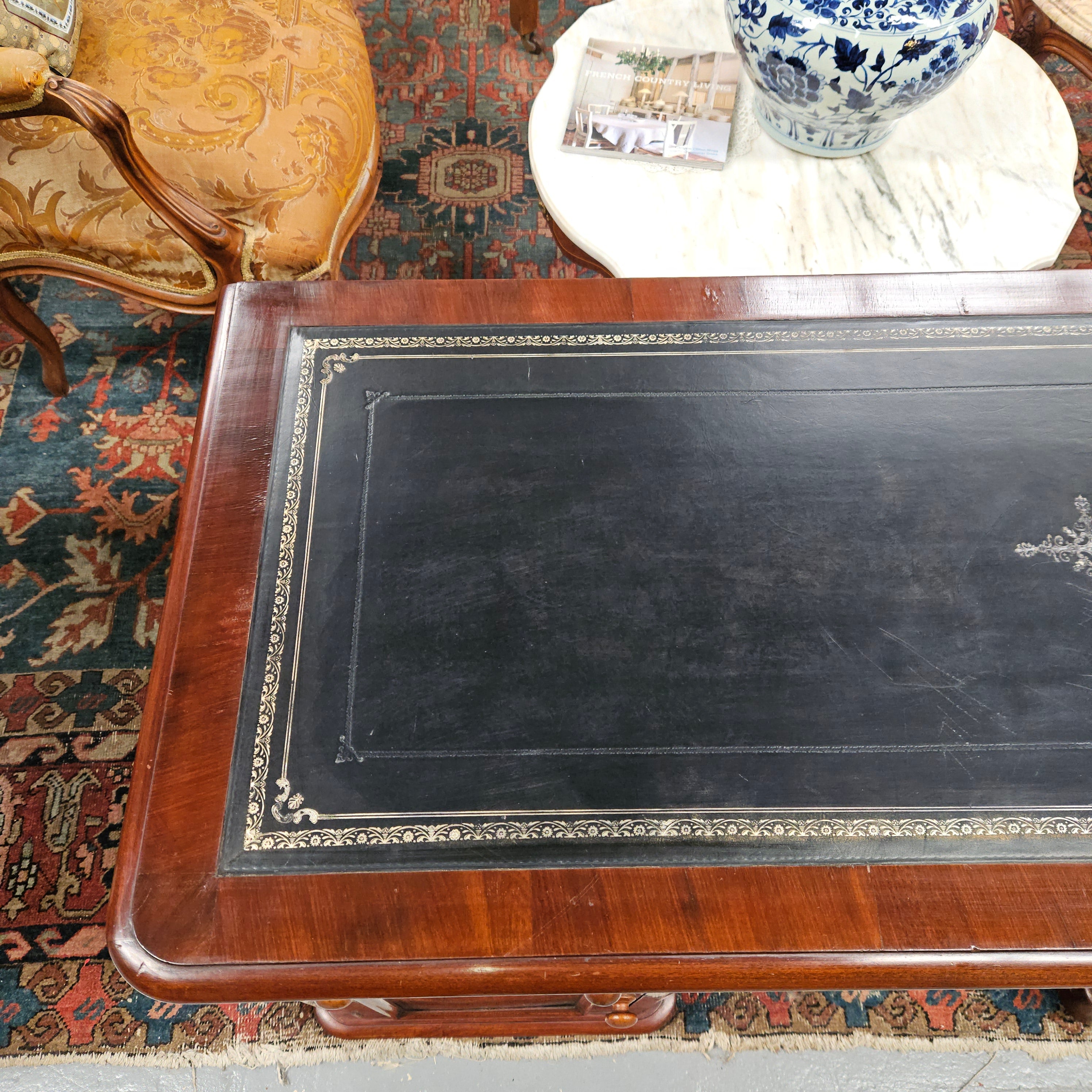 Mid Victorian Leather Top Mahogany Desk | Antique & Vintage | Moonee Ponds Antiques | Australia Wide Delivery
